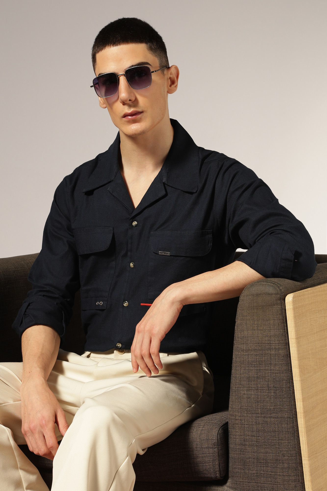 Highlighter Cuban Oxford Shirt Black