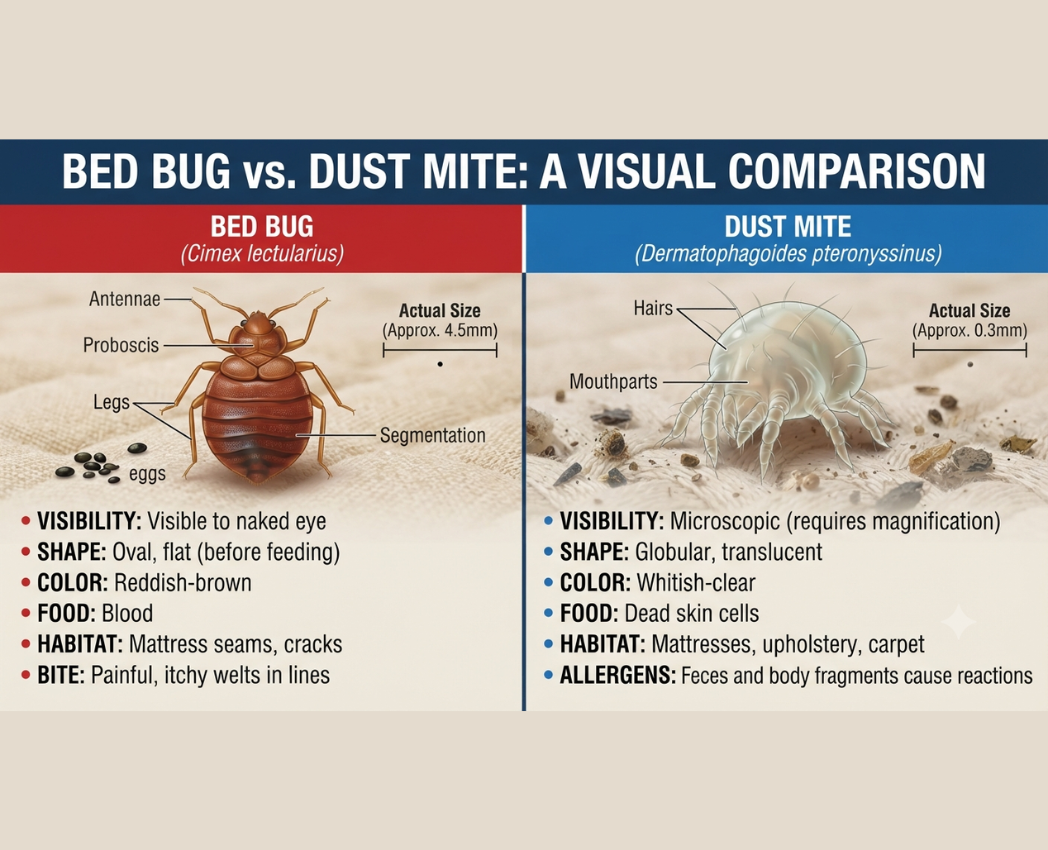 Bed Bugs vs Dust Mites on Mattress