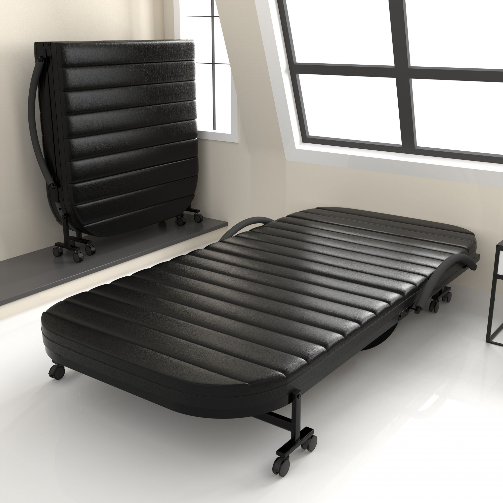 Xyra Rollaway Bed Single Size 3 Ft x 6 Ft Orthopedic Tri Layer Foam Mattress 5 Years Warranty