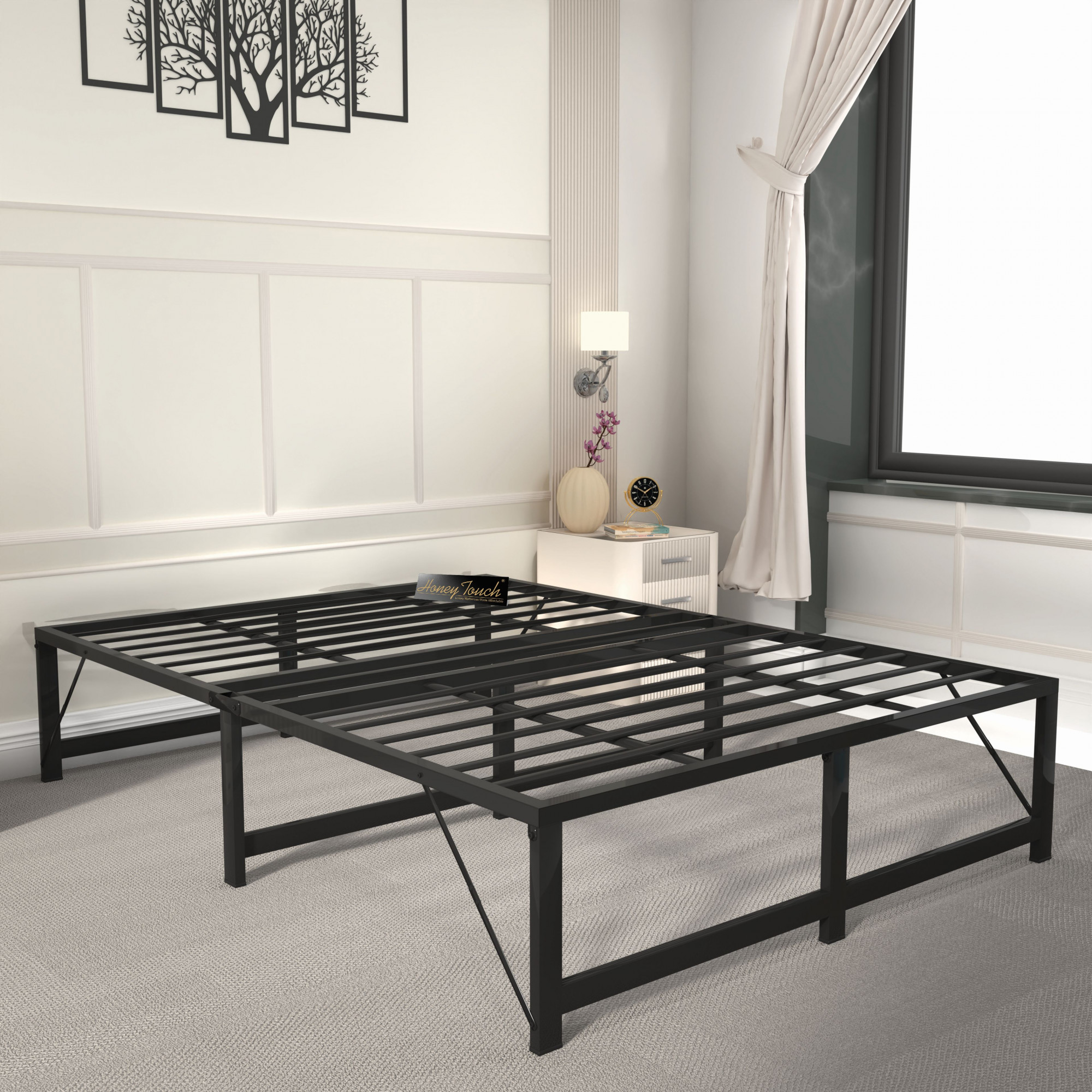 Base Double Size Bed Frame Without Mattress  Black Frame  Double Size 625 Ft x 4 Ft  2 Years Warranty