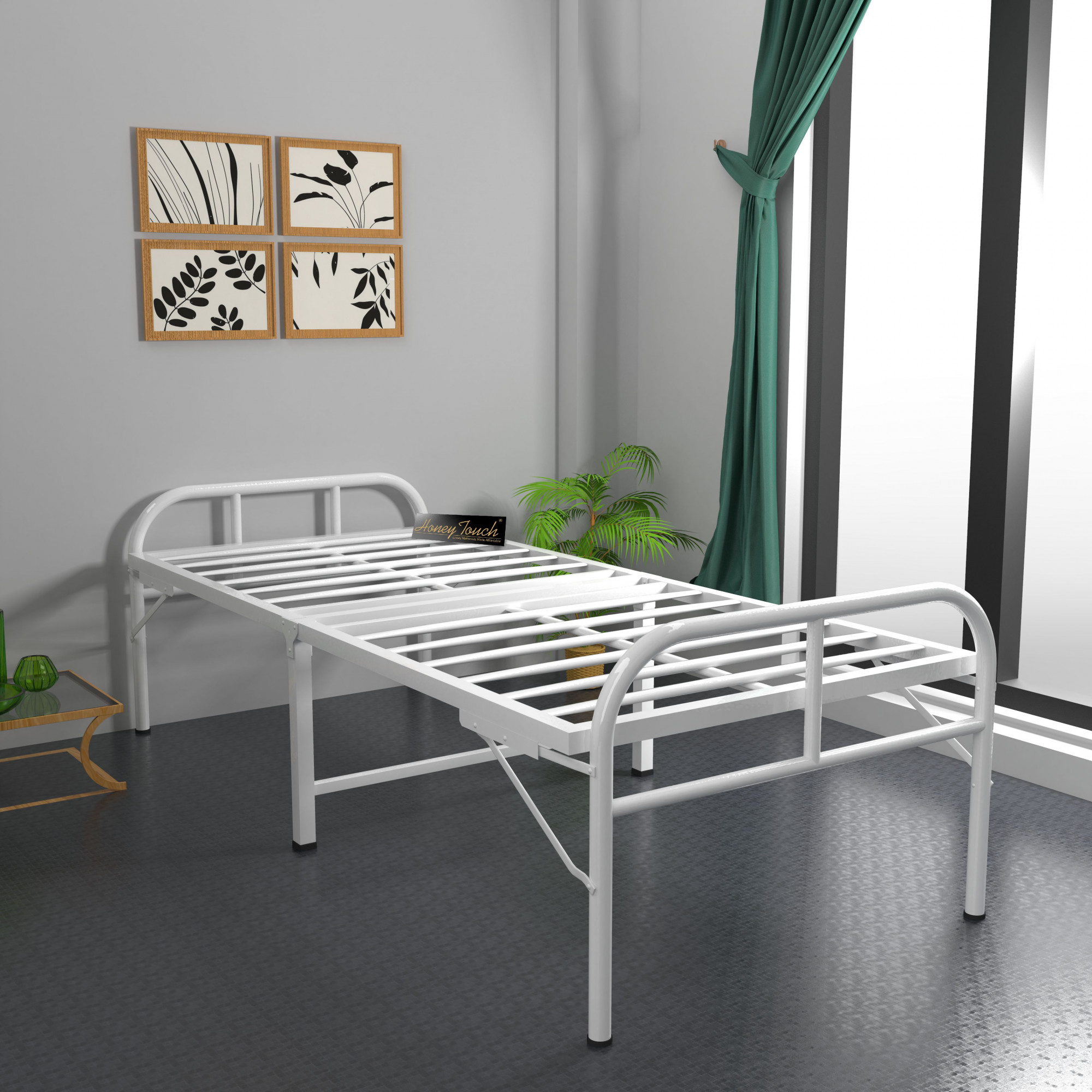 Avon White Metal Single Size Folding Bed 25ft X 6ft 3ft X 6ft 1 Year Warranty