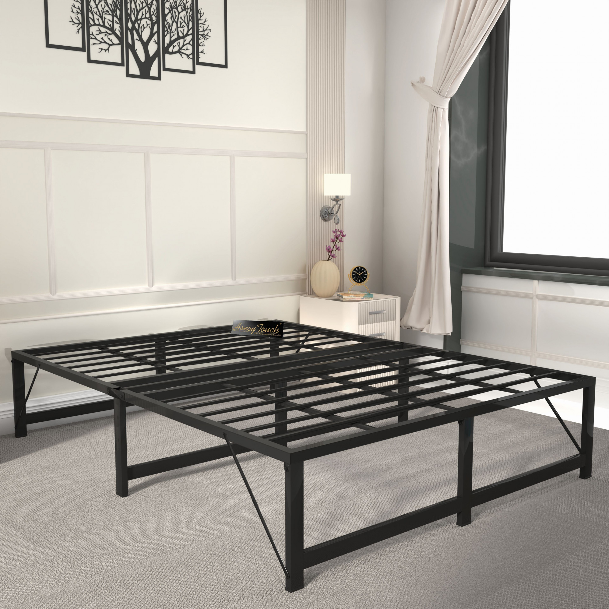 Base Queen Size Bed Frame Without Mattress Black Frame Queen Size 625 Ft x 5 Ft 2 Years Warranty