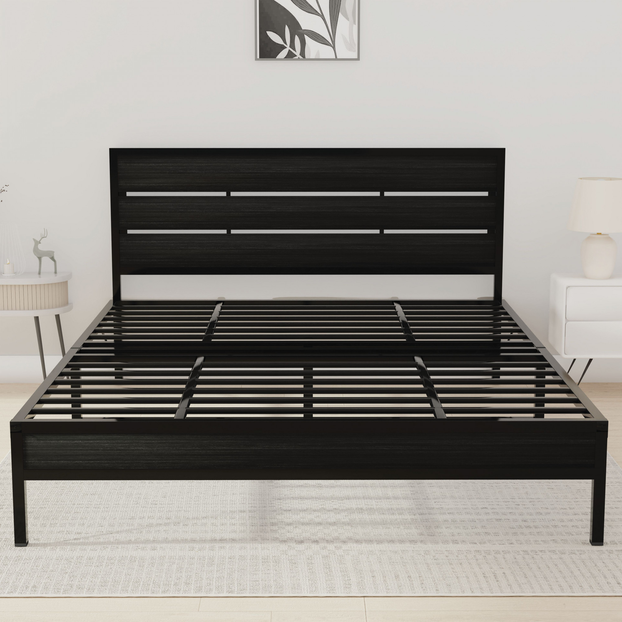 Elvo Wood and Metal Folding Bed Frame With Mattress  Double Layer  Ortho Tri Layer  Wenge Black  Queen Size 65 Ft x 5 Ft