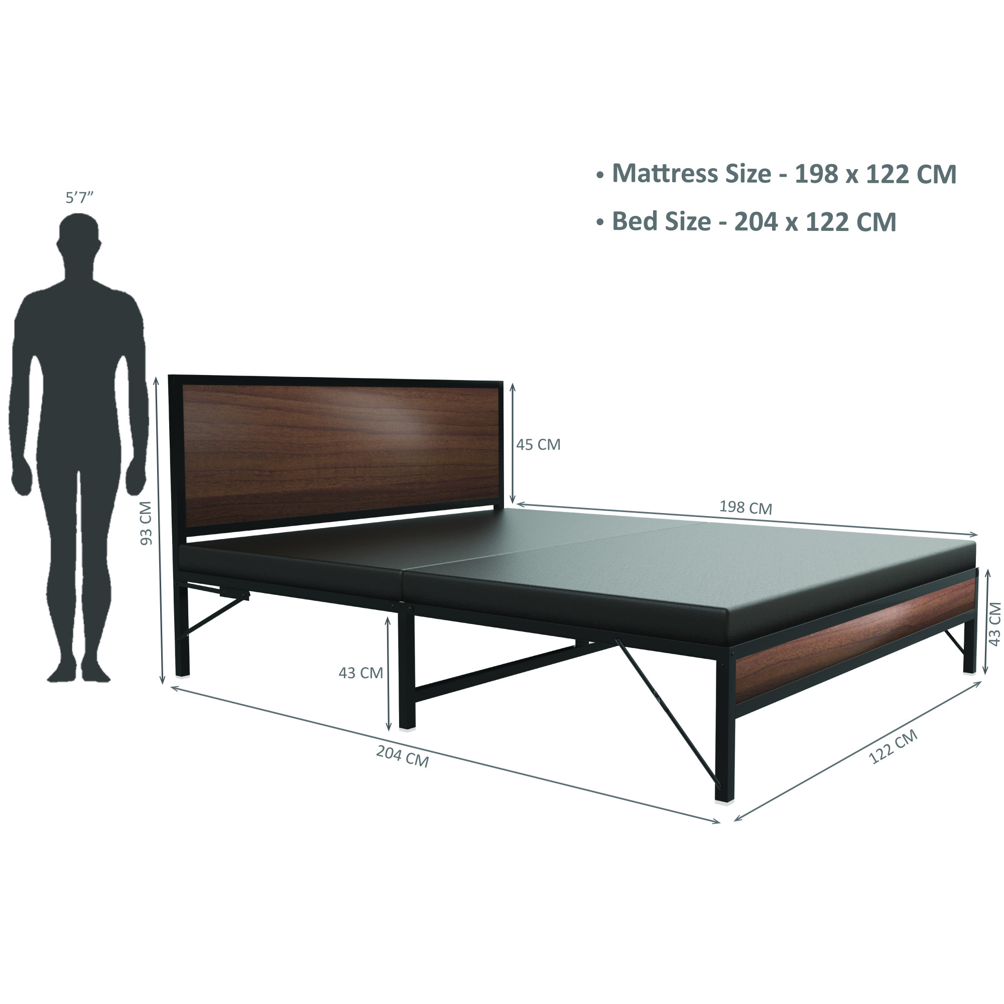 Luvo Metal  Wood Folding Bed Frame Without Mattress  American Oak  Double Size 65 Ft x 4 Ft  Warranty Backed