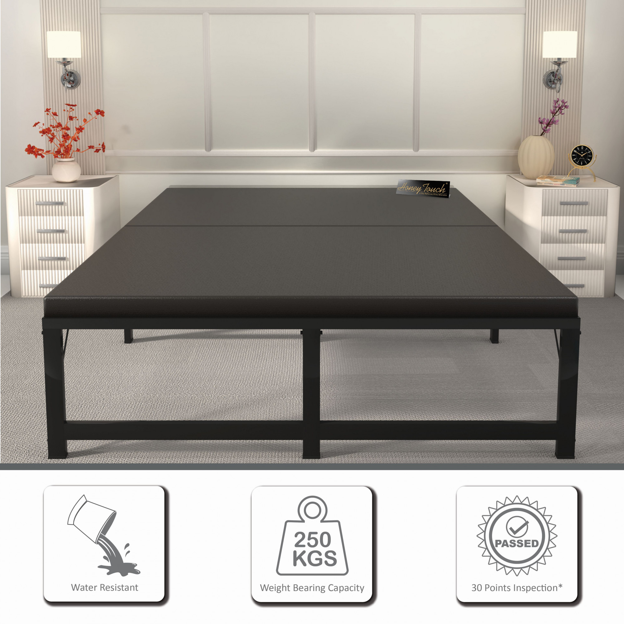 Base Double Size Bed Frame With Mattress Black Frame Double Size 625 Ft x 4 Ft 3 Years Warranty