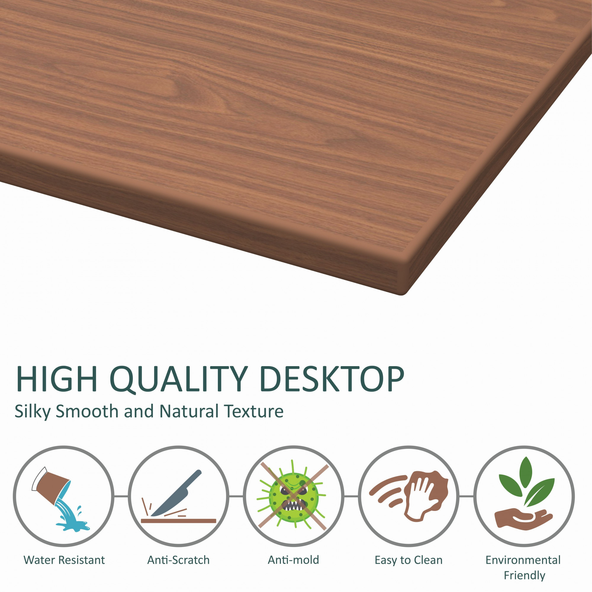 Lizon Metal Wood Computer Table for Home Office Modern Study Desk American Oak Top White Finish 61L x 122W x 73H Centimeters 1 Year Warranty