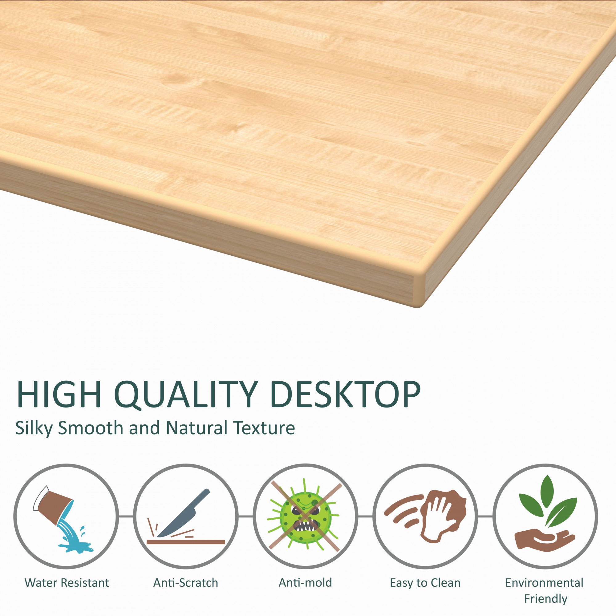 Lizon Metal Wood Computer Table for Home Office Modern Study Desk Natural Ash Top White Finish 61L x 122W x 73H Centimeters 1 Year Warranty