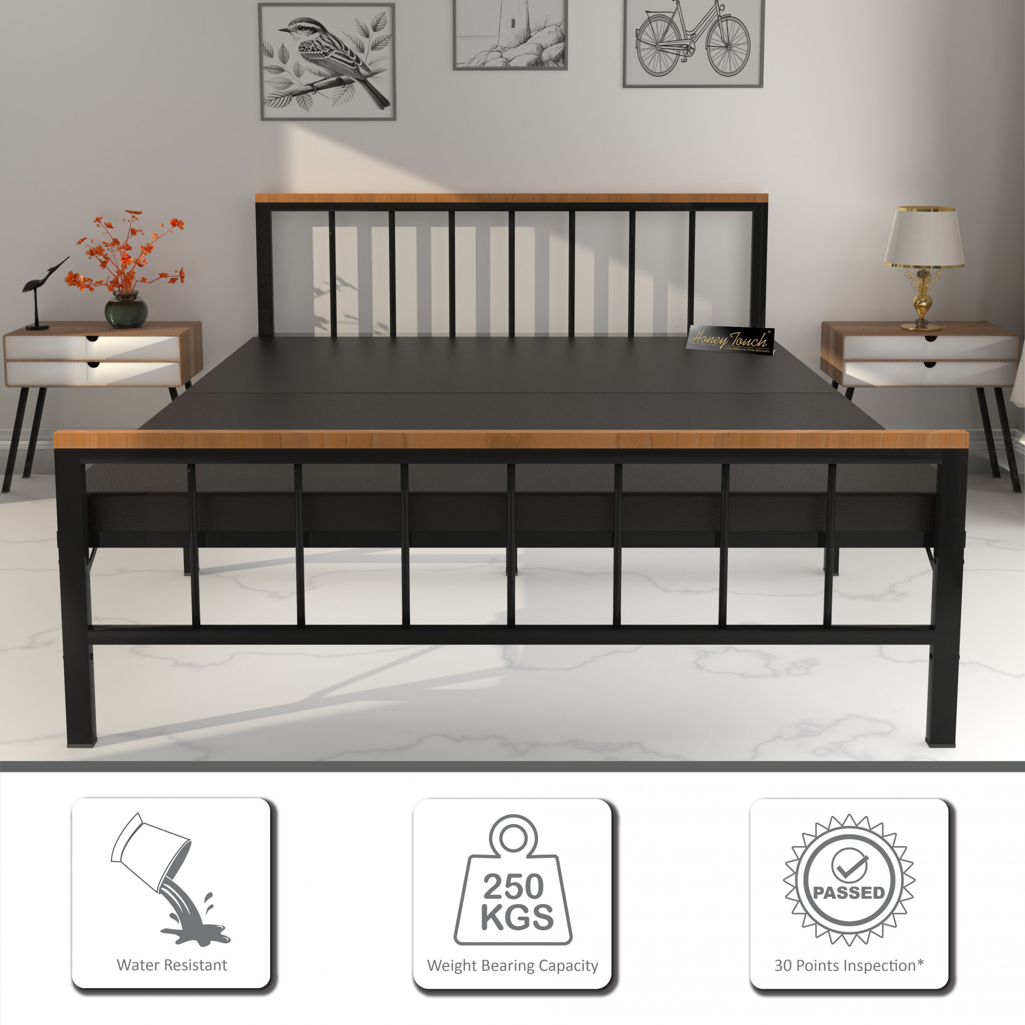 Oslo Folding Double Size Bed With Mattress Black Frame Double Size 625 Ft x 4 Ft 3 Years Warranty