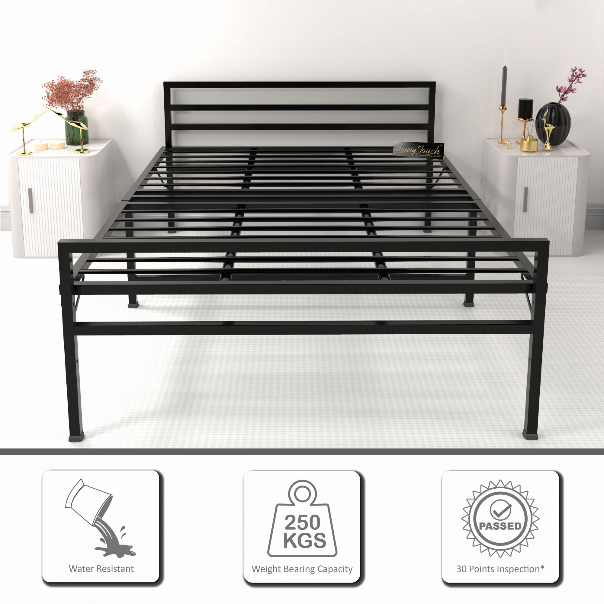 Samos Metal Folding Bed Frame With Mattress Black Frame Double Size 625 Ft x 4 Ft Warranty Backed