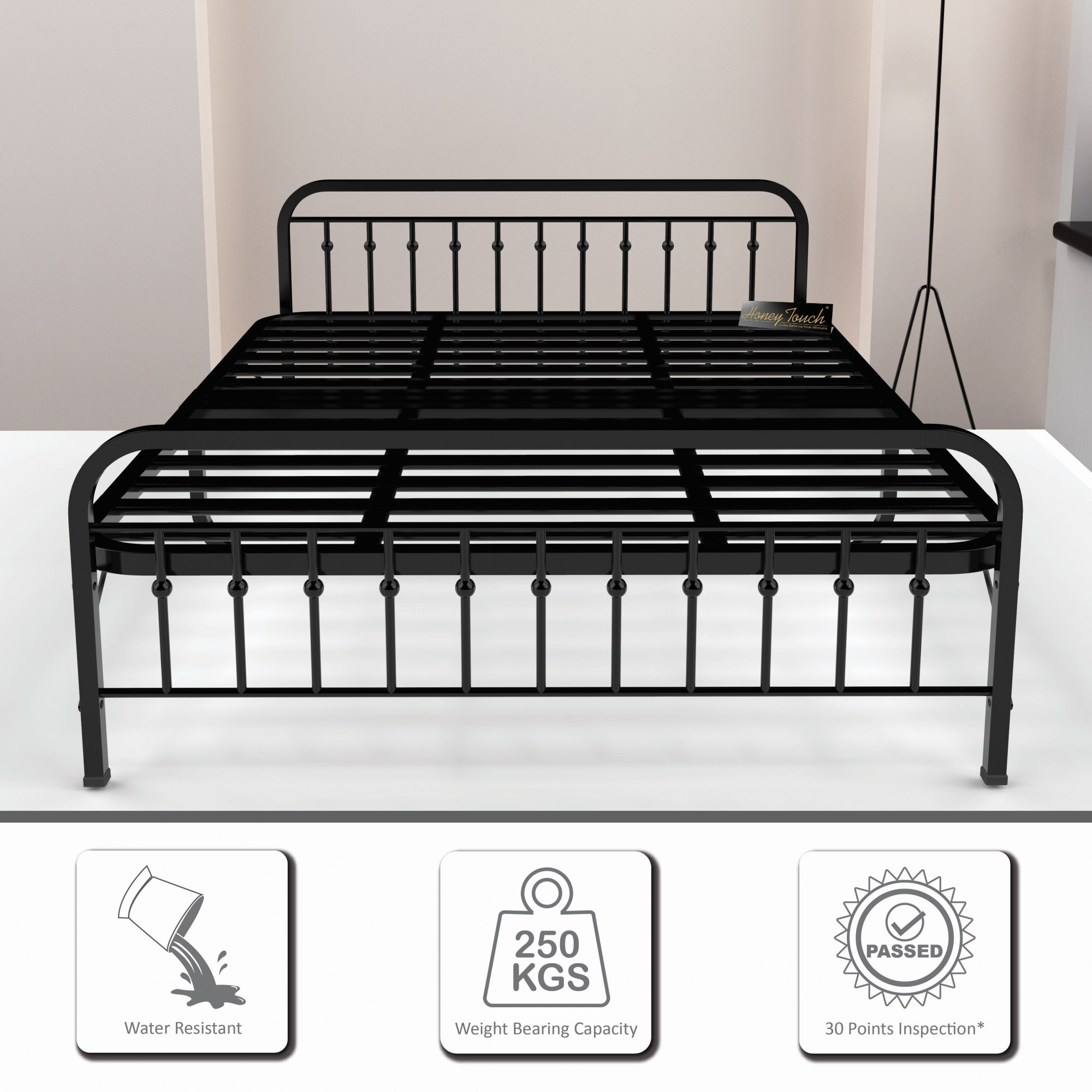 Nova Foldable Metal Bed Frame With Mattress Black Frame Queen Size 625 Ft x 5 Ft Warranty Backed