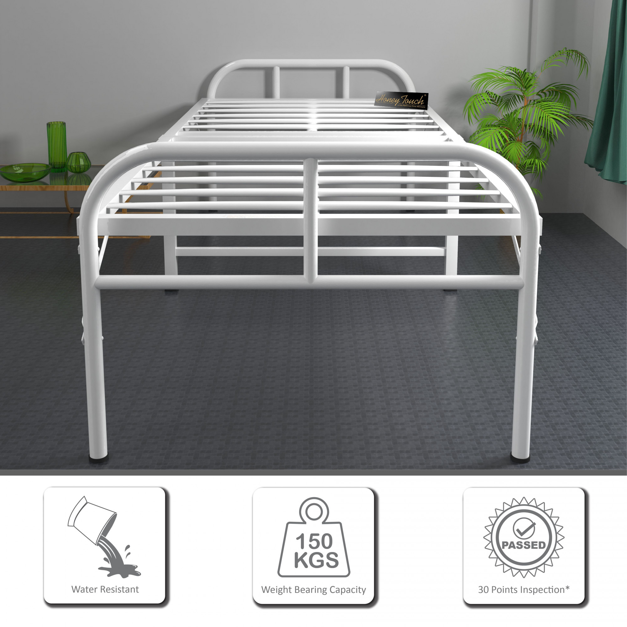 Avon White Metal Single Size Folding Bed 25ft X 6ft 3ft X 6ft 1 Year Warranty