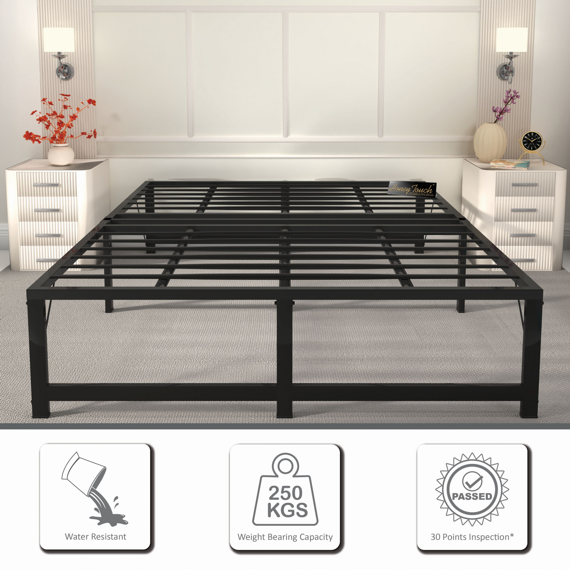 Base Queen Size Bed Frame Without Mattress Black Frame Queen Size 625 Ft x 5 Ft 2 Years Warranty