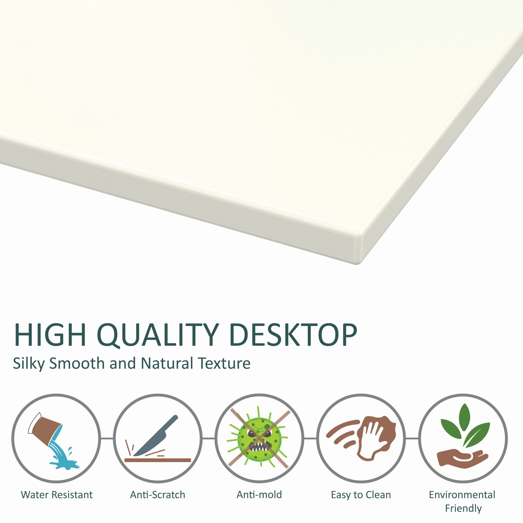 Lizon Metal Wood Computer Table for Home Office Modern Study Desk Sleek White Top Black Finish 61L x 122W x 73H Centimeters 1 Year Warranty