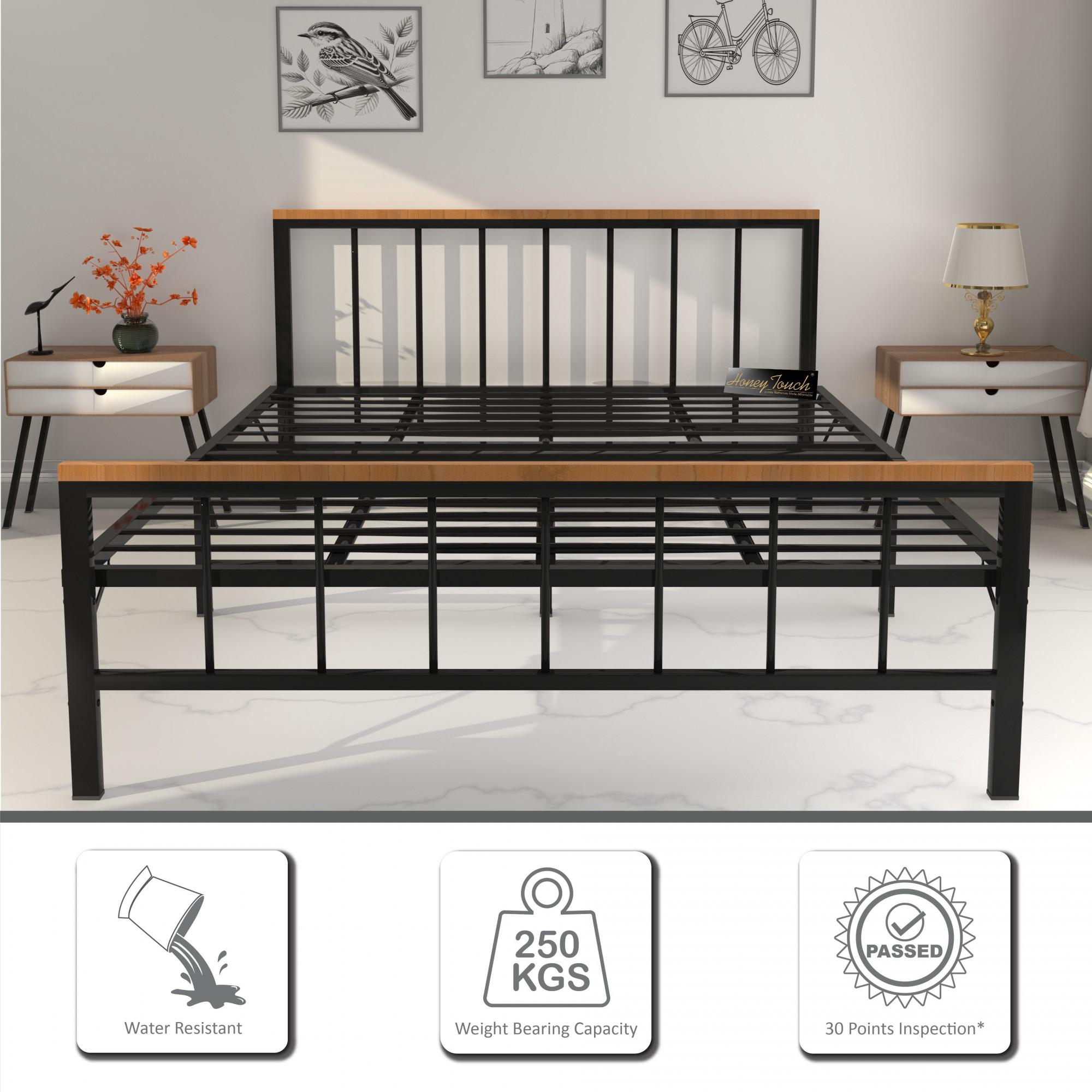 Oslo Folding Queen Size Bed Without Mattress  Black Frame  Queen Size 625 Ft x 5 Ft  2 Years Warranty