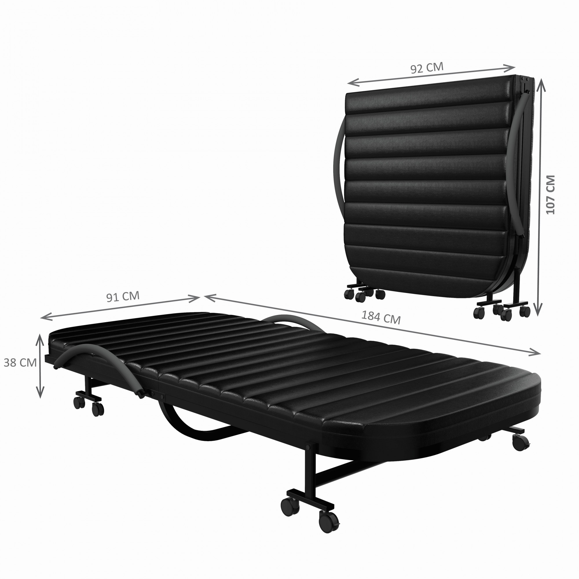 Xyra Rollaway Bed Single Size 3 Ft x 6 Ft Orthopedic Tri Layer Foam Mattress 5 Years Warranty