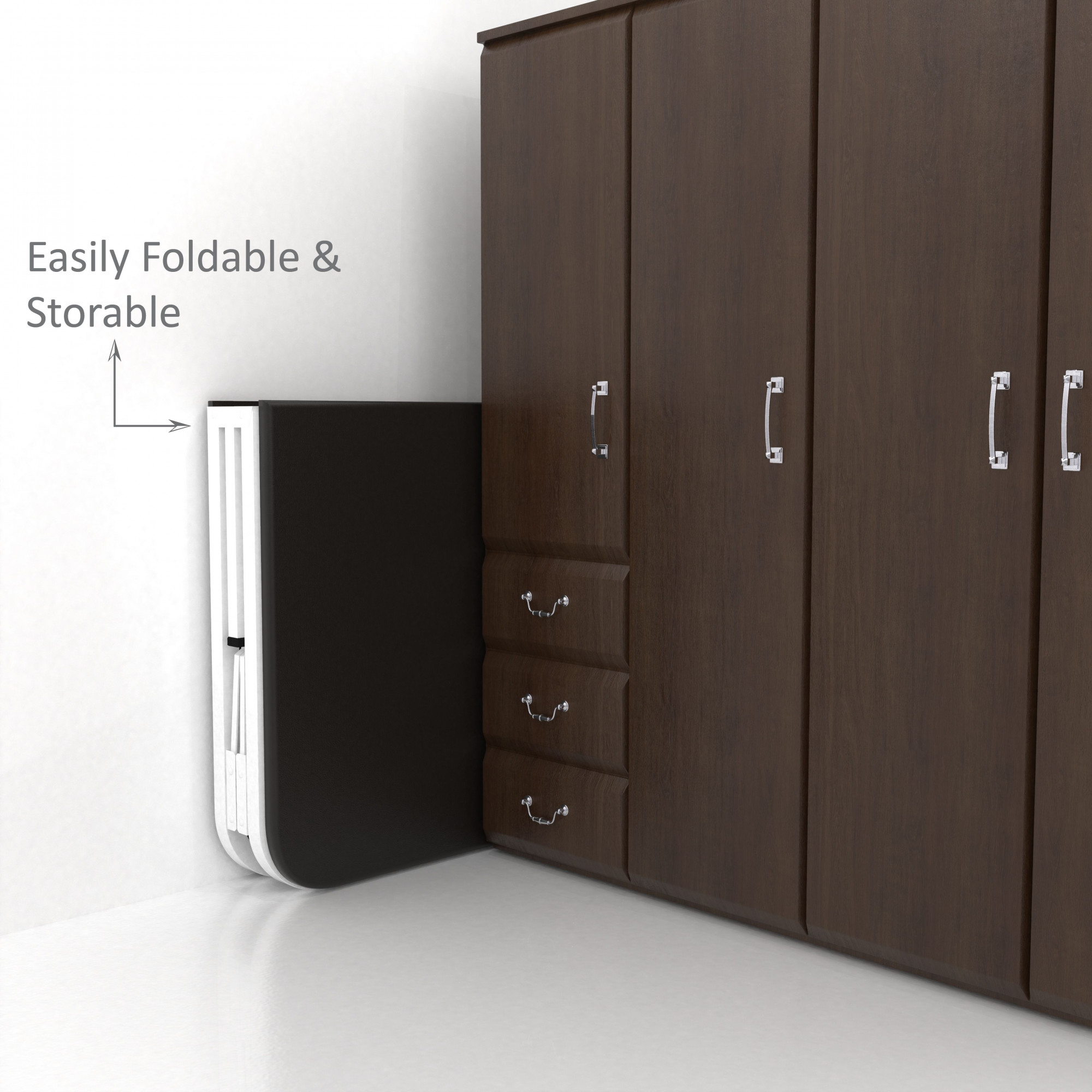 Atlas Round Folding Metal Bed Single Size Single Layer Double Layer Foam Mattress 3ft X 6ft 25ft X 6ft White Finish