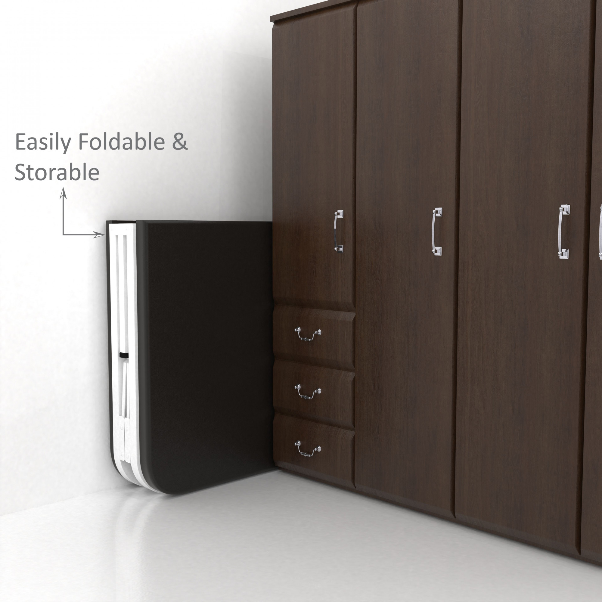 Atlas Round Folding Metal Bed Single Size Single Layer Double Layer Foam Mattress 3ft X 6ft 25ft X 6ft White Finish