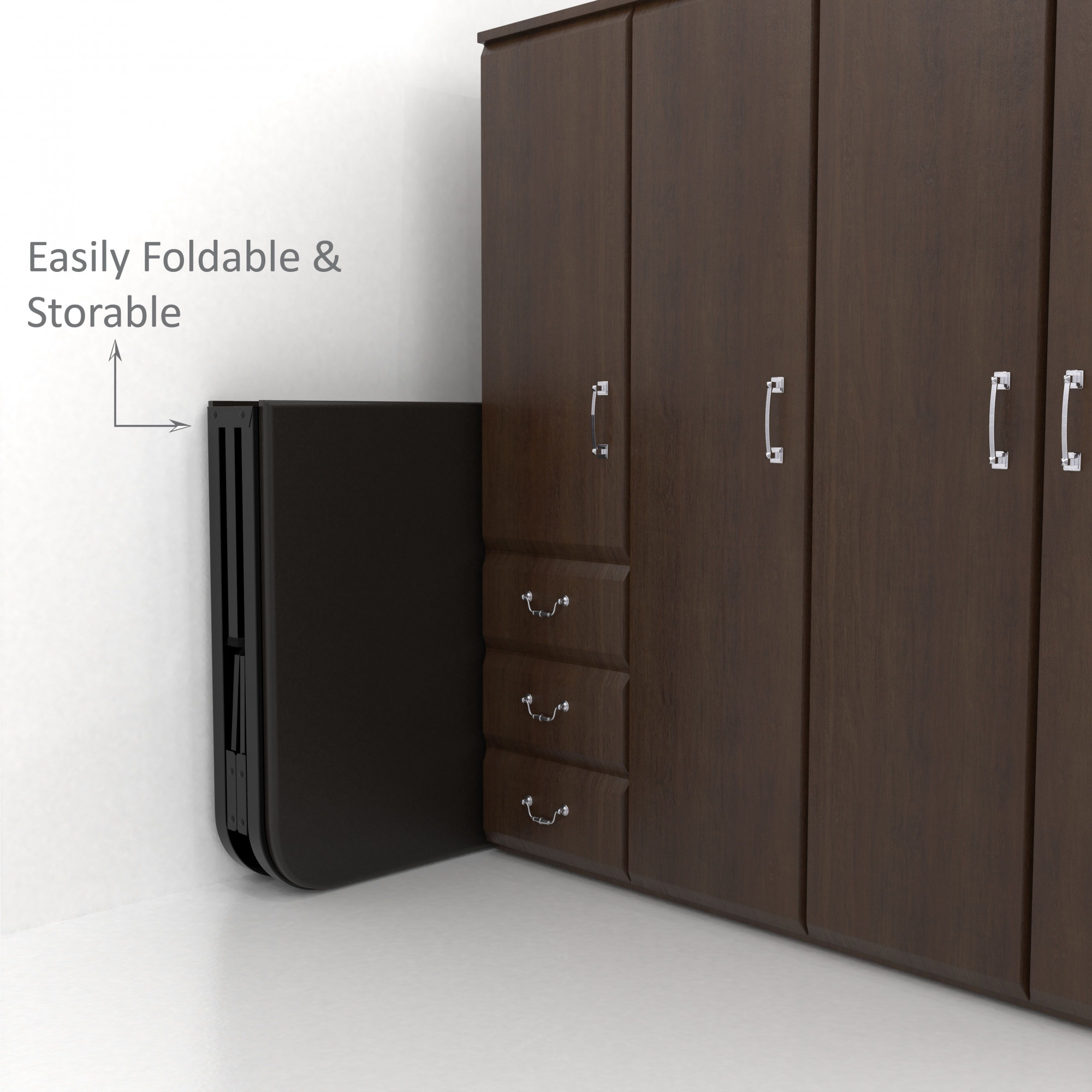 Atlas Round Folding Metal Bed Single Size Single Layer Double Layer Foam Mattress 3ft X 6ft 25ft X 6ft Black Finish