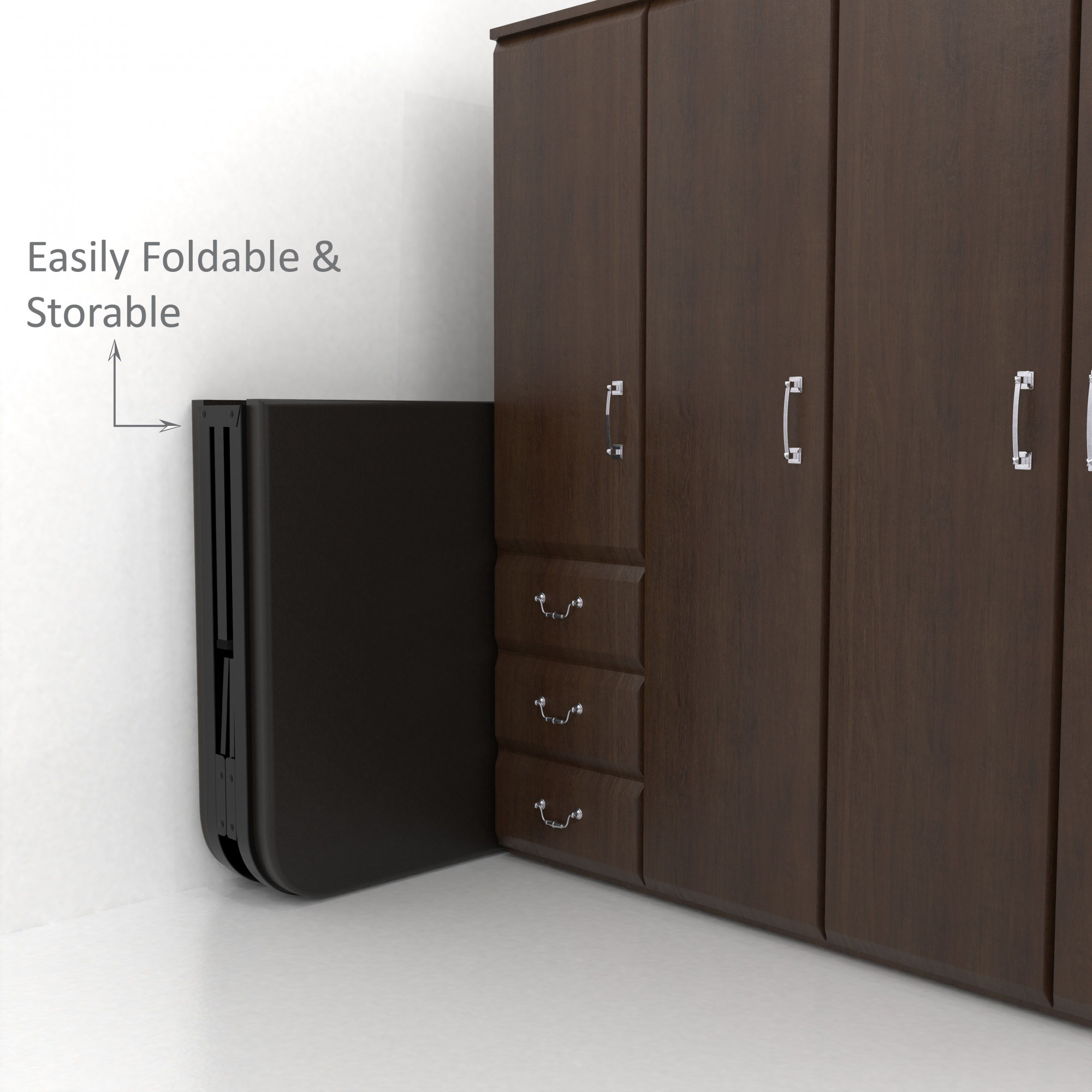 Atlas Round Folding Metal Bed Single Size Single Layer Double Layer Foam Mattress 3ft X 6ft 25ft X 6ft Black Finish