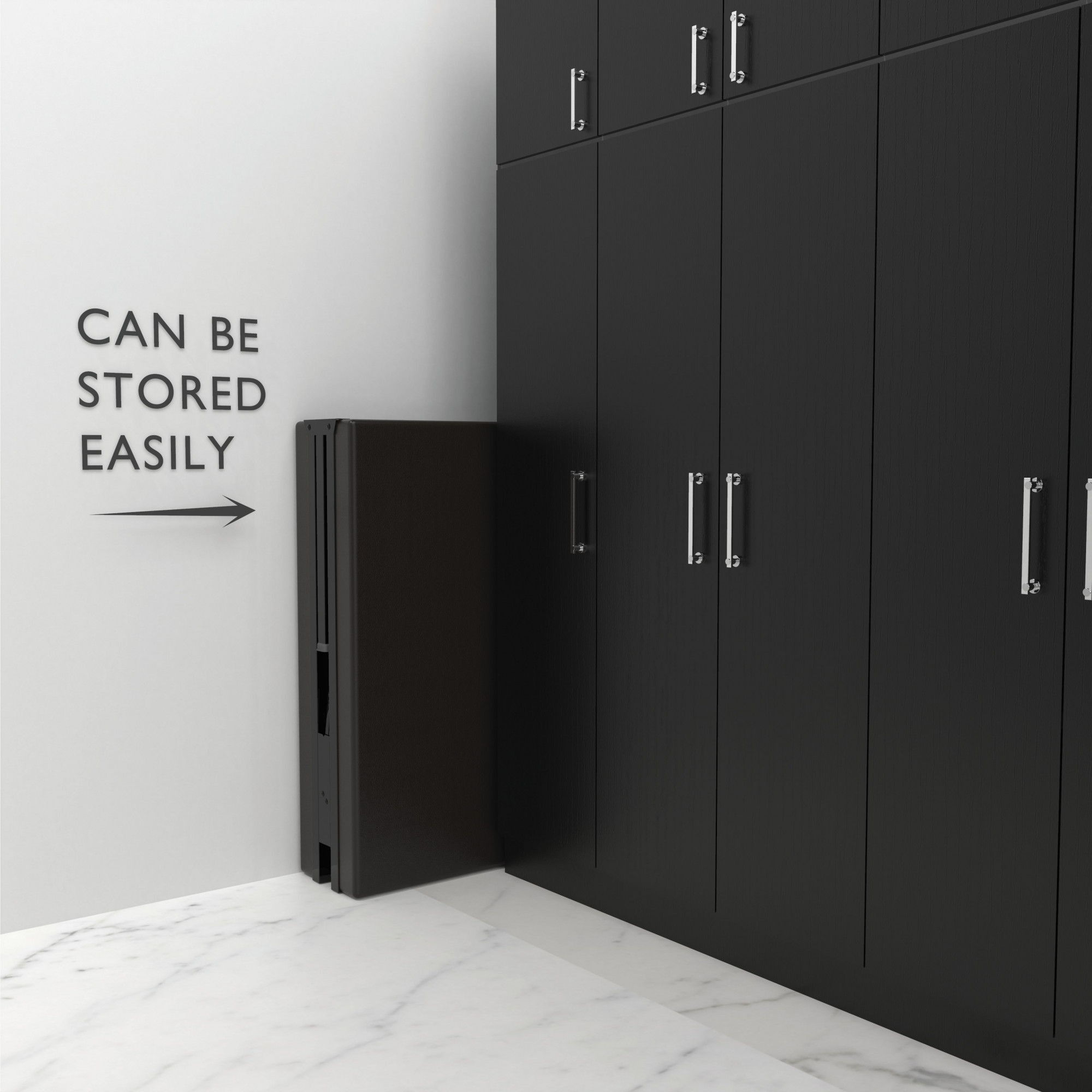 Jasper Foldable Single Metal Bed with Mattress Single Layer Double Layer Ortho Tri Layer Mattress Glossy Black Finish 3ft X 6ft