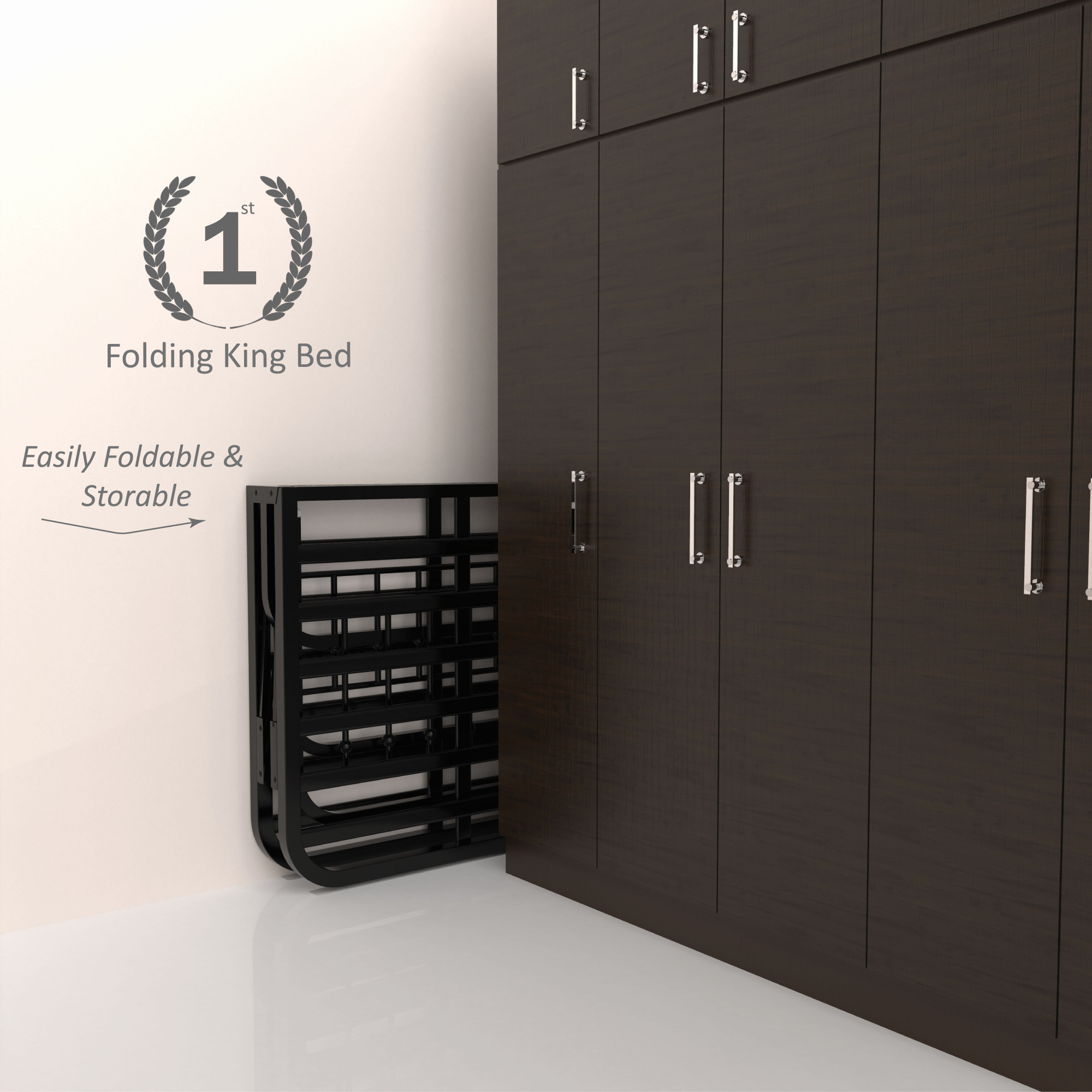 Nova Foldable Metal Bed Frame Without Mattress  Black Frame  King Size 625 Ft x 6 Ft  2 Years Warranty