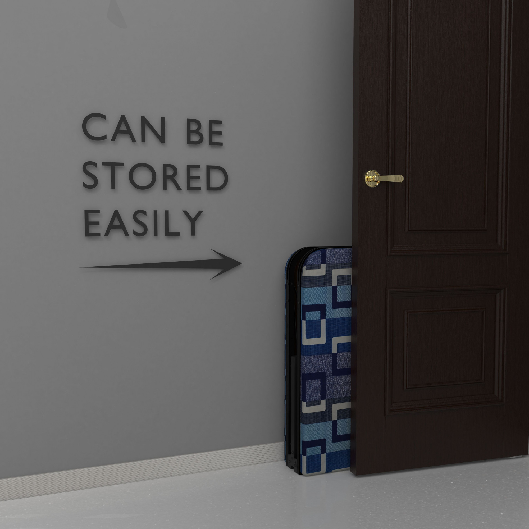 Aura Blue Single Size Metal Bed Single Layer Foam Mattress 3ft X 6ft Black Finish