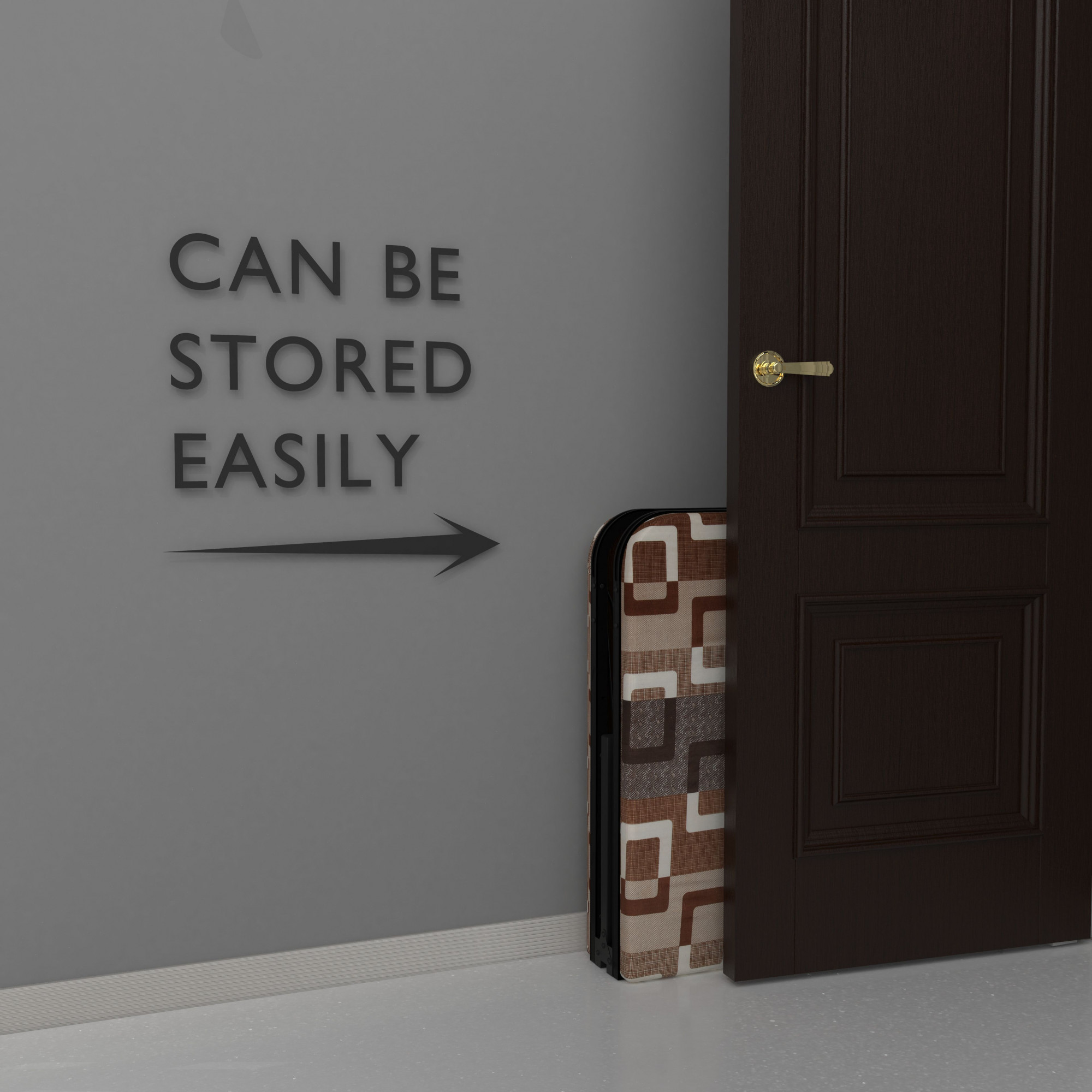 Aura Brown Single Size Metal Bed  Single Layer Foam Mattress  3ft X 6ft  Black Finish