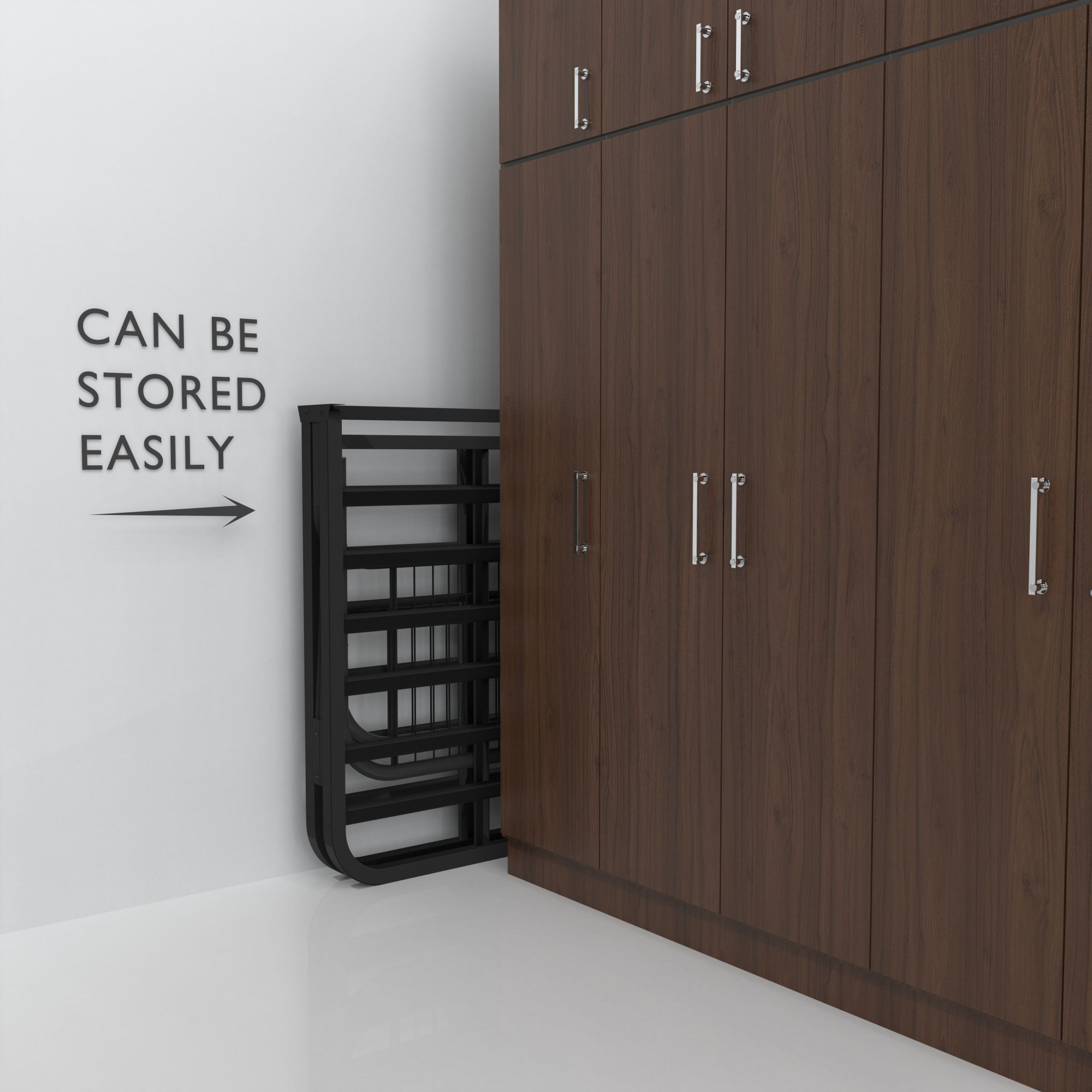 Nesto Foldable Metal Bed Frame Without Mattress Black Frame Queen Size 625 Ft x 5 Ft 2 Years Warranty