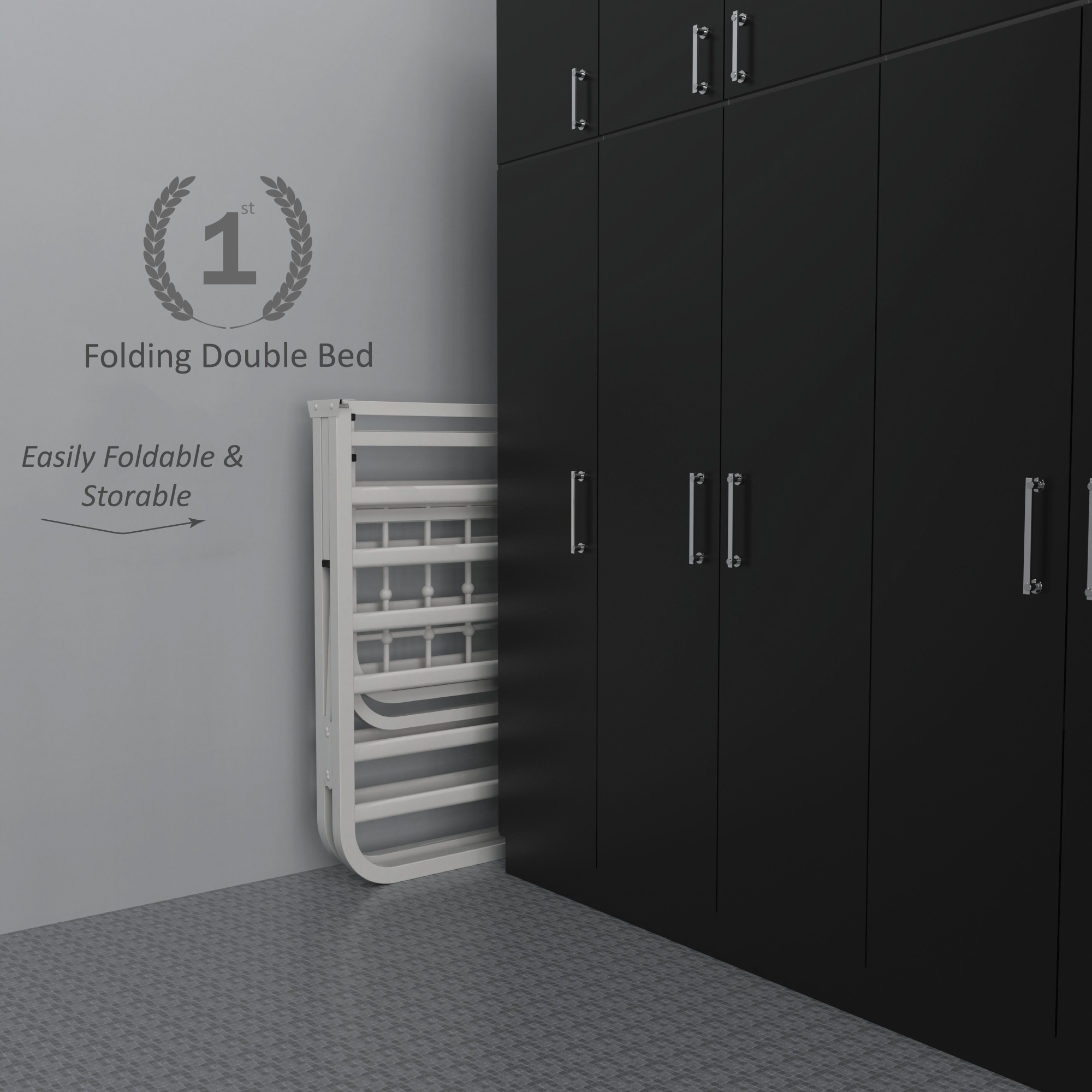 Nova Foldable Metal Bed Frame With Mattress Ivory Frame Double Size 625 Ft x 4 Ft 3 Years Warranty