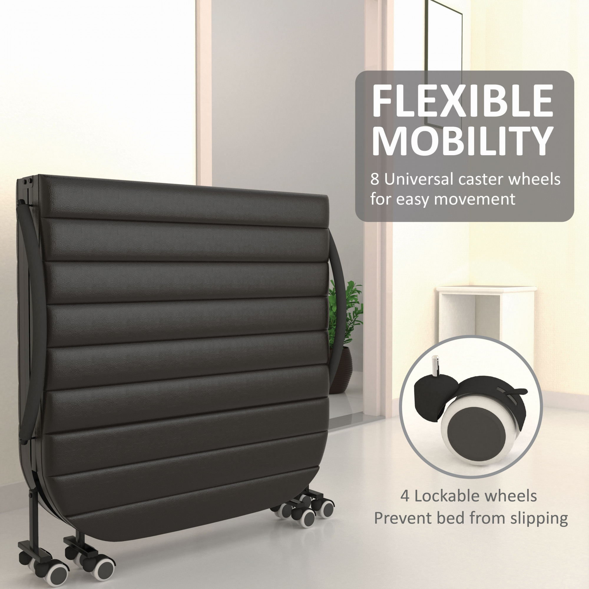 Xyra Rollaway Bed Single Size 3 Ft x 6 Ft Orthopedic Tri Layer Foam Mattress 5 Years Warranty