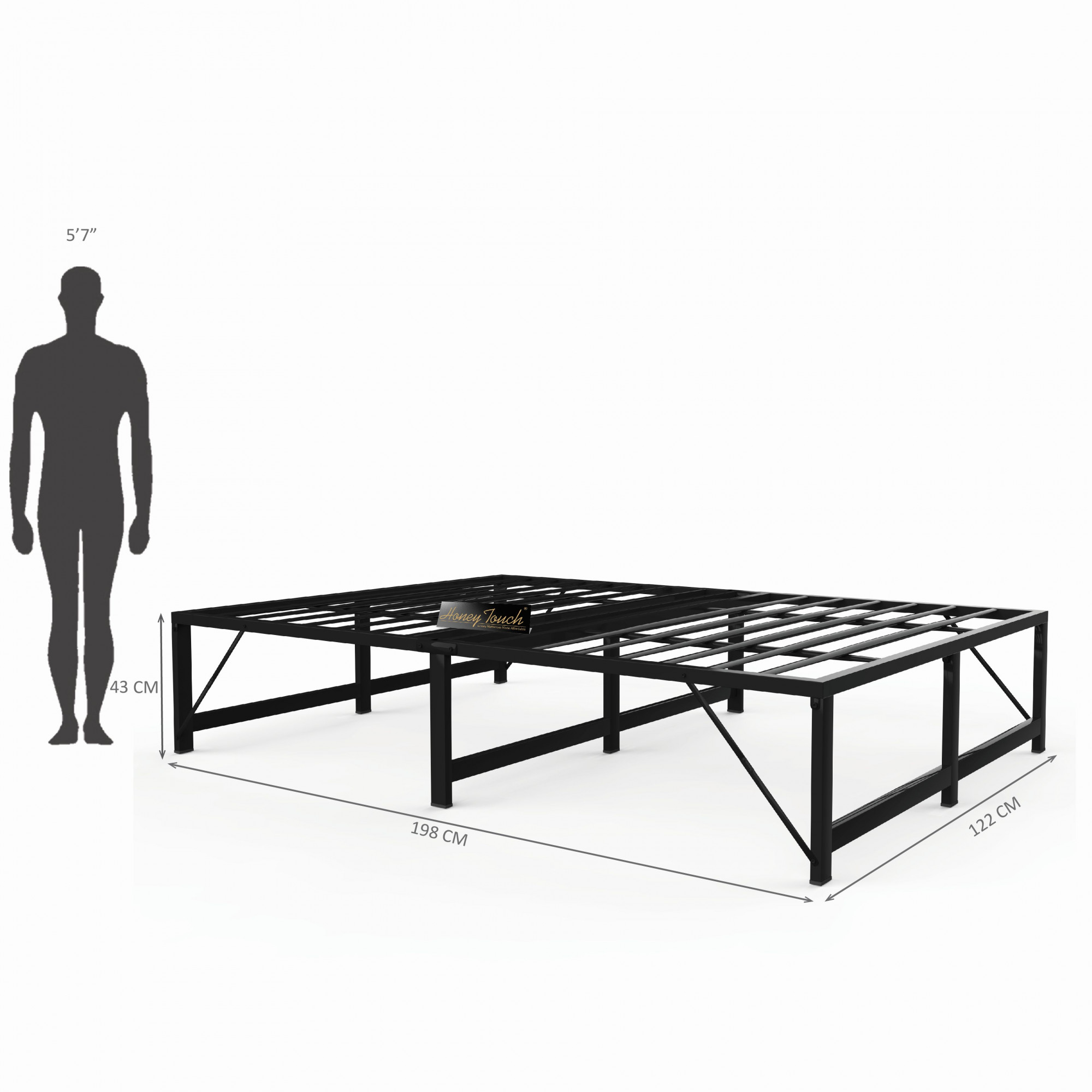 Base Double Size Bed Frame Without Mattress Black Frame Double Size 625 Ft x 4 Ft 2 Years Warranty