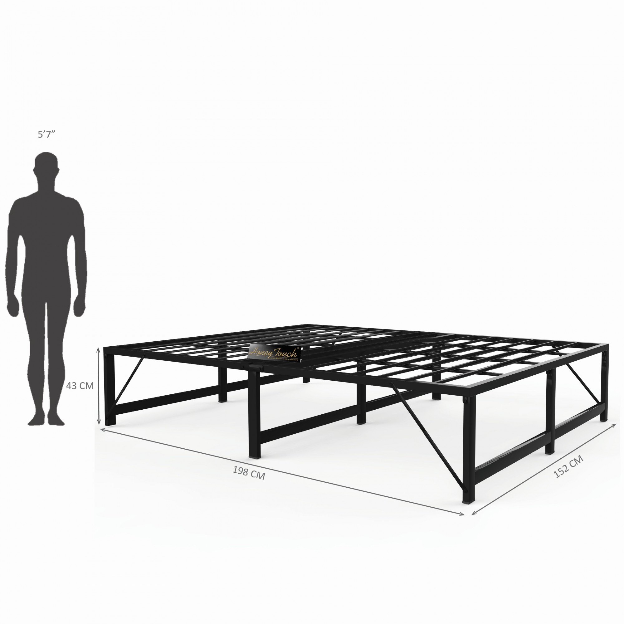 Base Queen Size Bed Frame Without Mattress Black Frame Queen Size 625 Ft x 5 Ft 2 Years Warranty