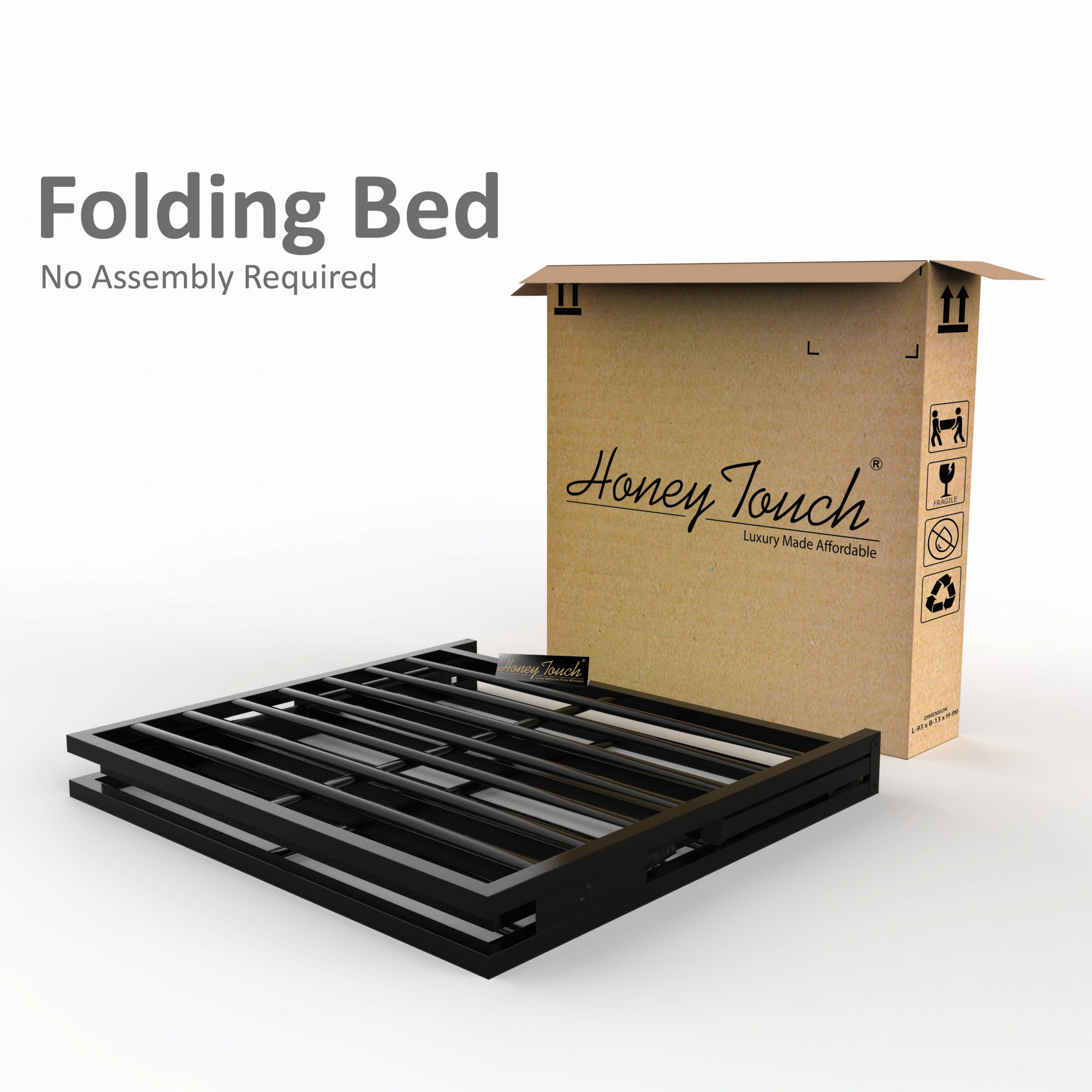 Jasper Metal Single Size Bed Black Finish 3ft X 6ft 2-Year Warranty