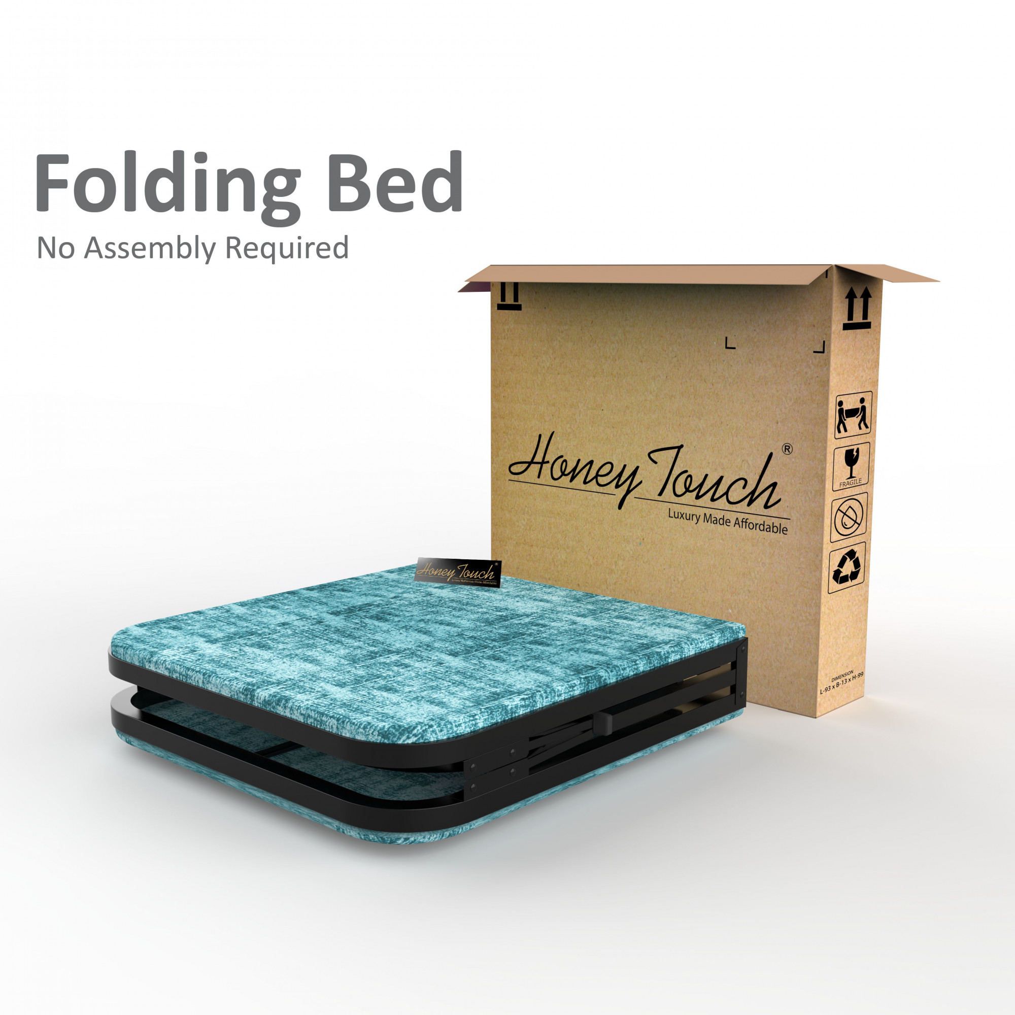 Aura Velvet Single Size Single Layer Foam Mattress 3ft X 6ft Black Finish