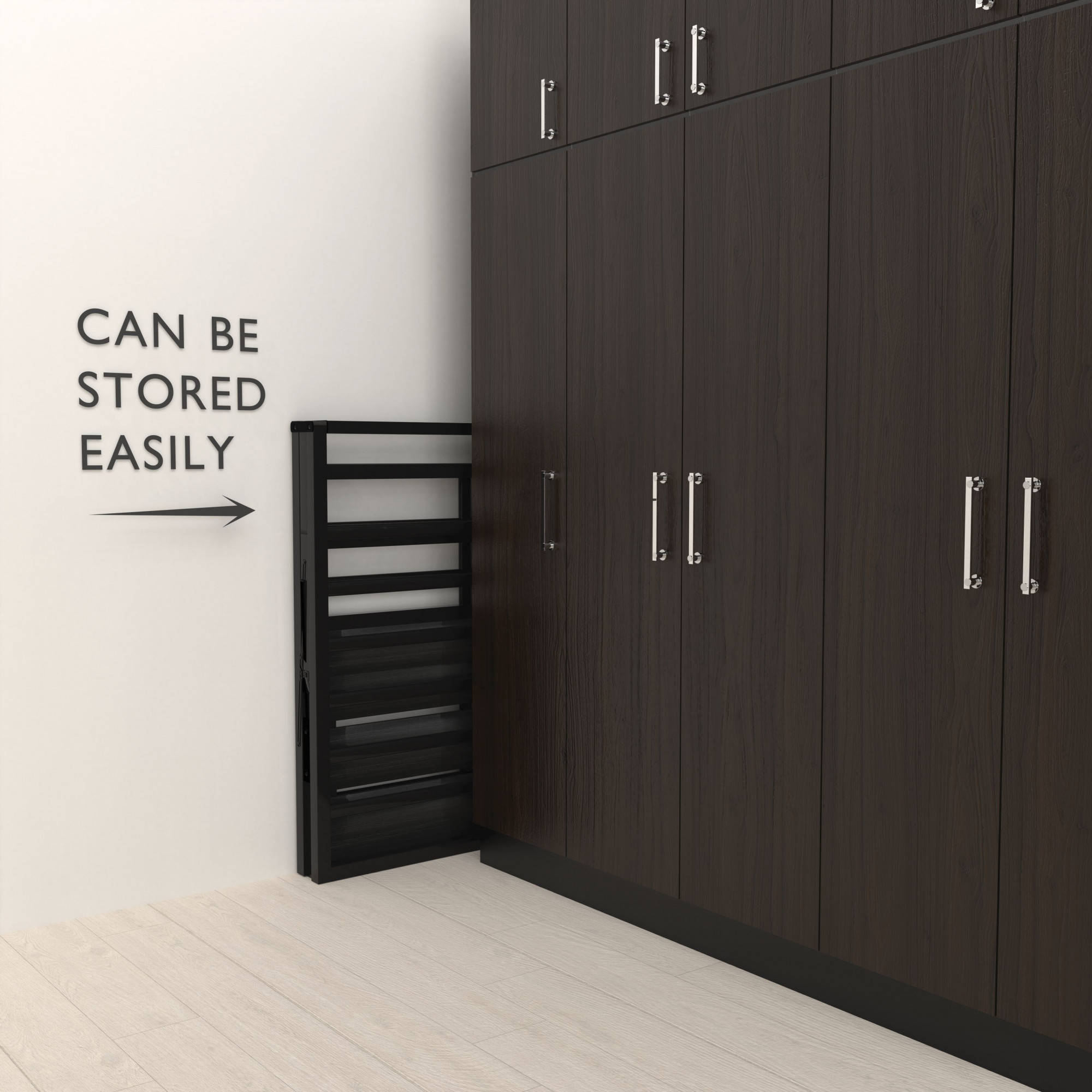 Elvo Wood and Metal Folding Bed Frame With Mattress  Double Layer  Ortho Tri Layer  Wenge Black  Queen Size 65 Ft x 5 Ft