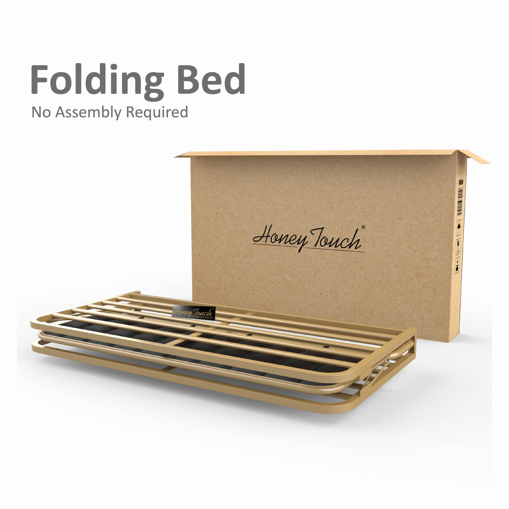 Boston Metal Folding Bed Frame With Mattress  Double Layer  Ortho Tri Layer  Golden Frame  King Size 625 Ft x 6 Ft