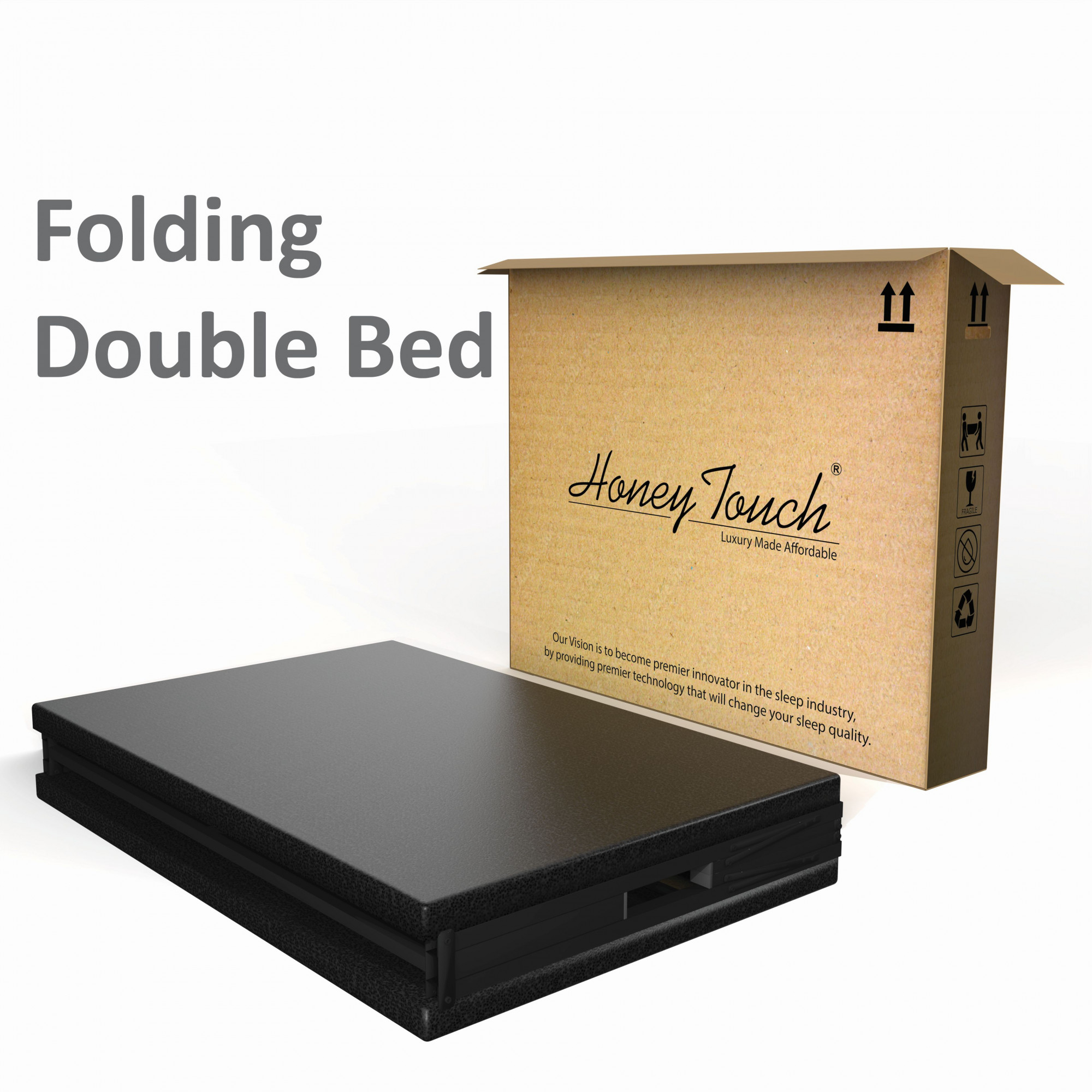Base Double Size Bed Frame With Mattress  Black Frame  Double Size 625 Ft x 5 Ft  3 Years Warranty