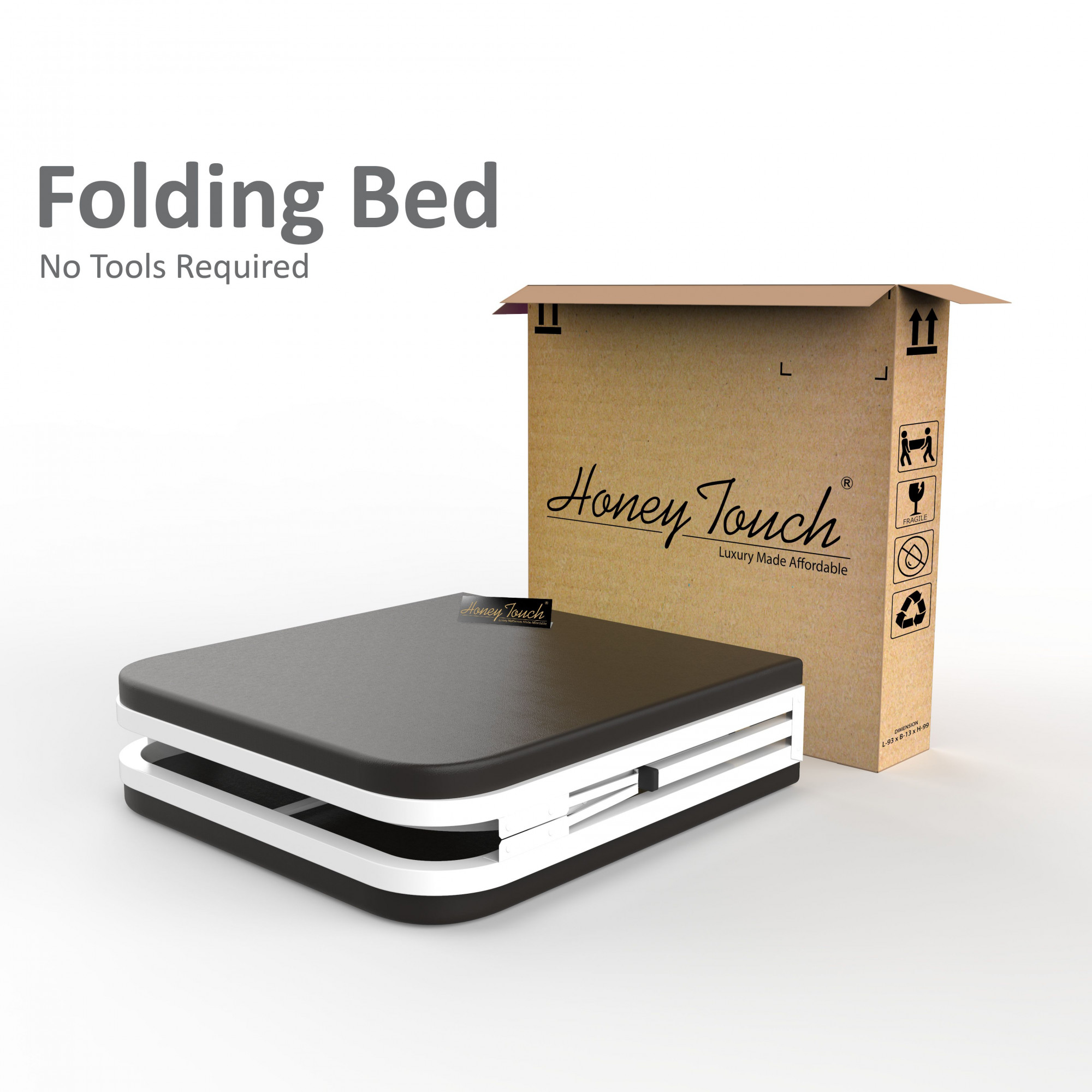 Atlas Round Folding Metal Bed with Mattress Single Size 3ft X 6ft 25ft X 6ft White Finish