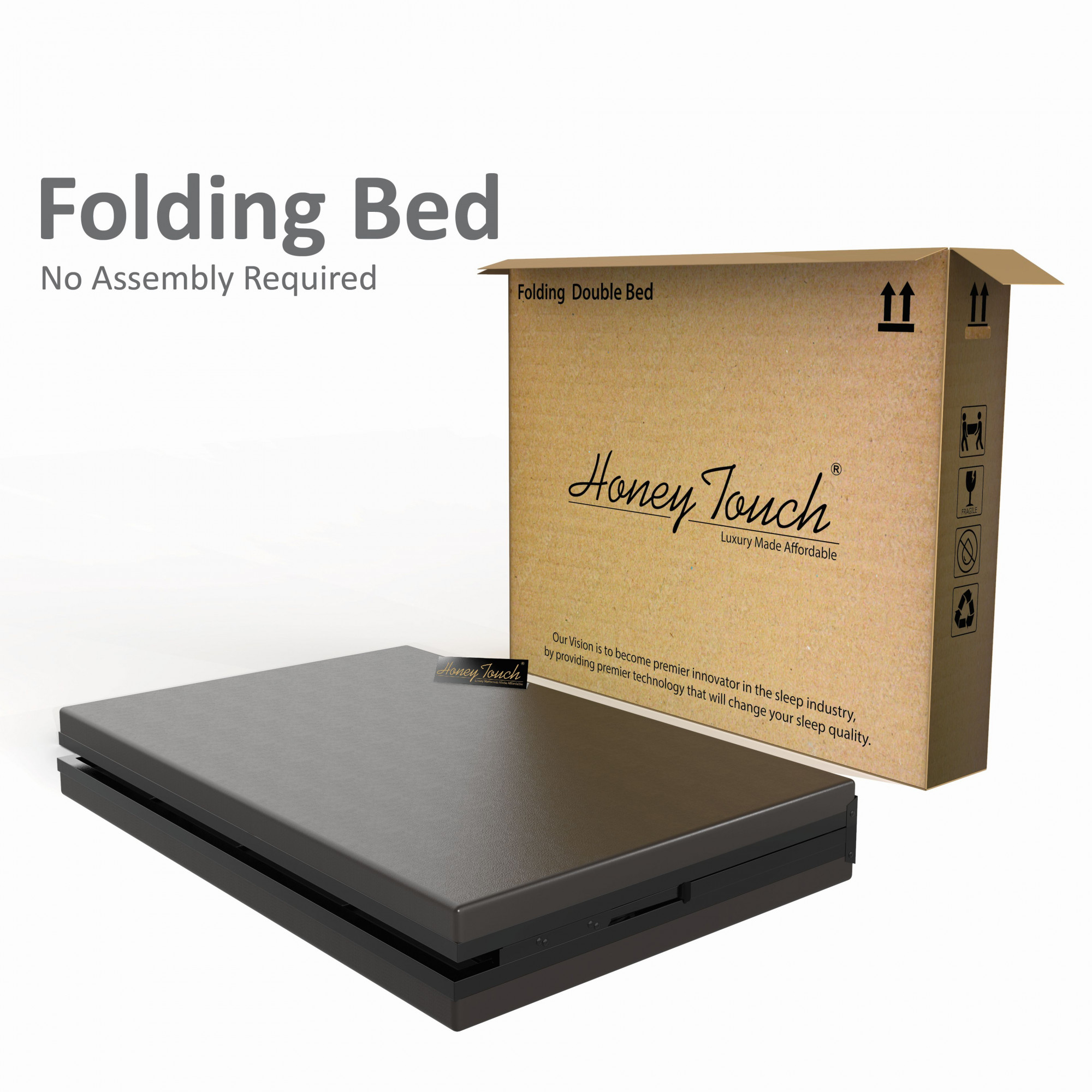 Samos Metal Folding Bed Frame With Mattress Black Frame Double Size 625 Ft x 4 Ft 3 Years Warranty
