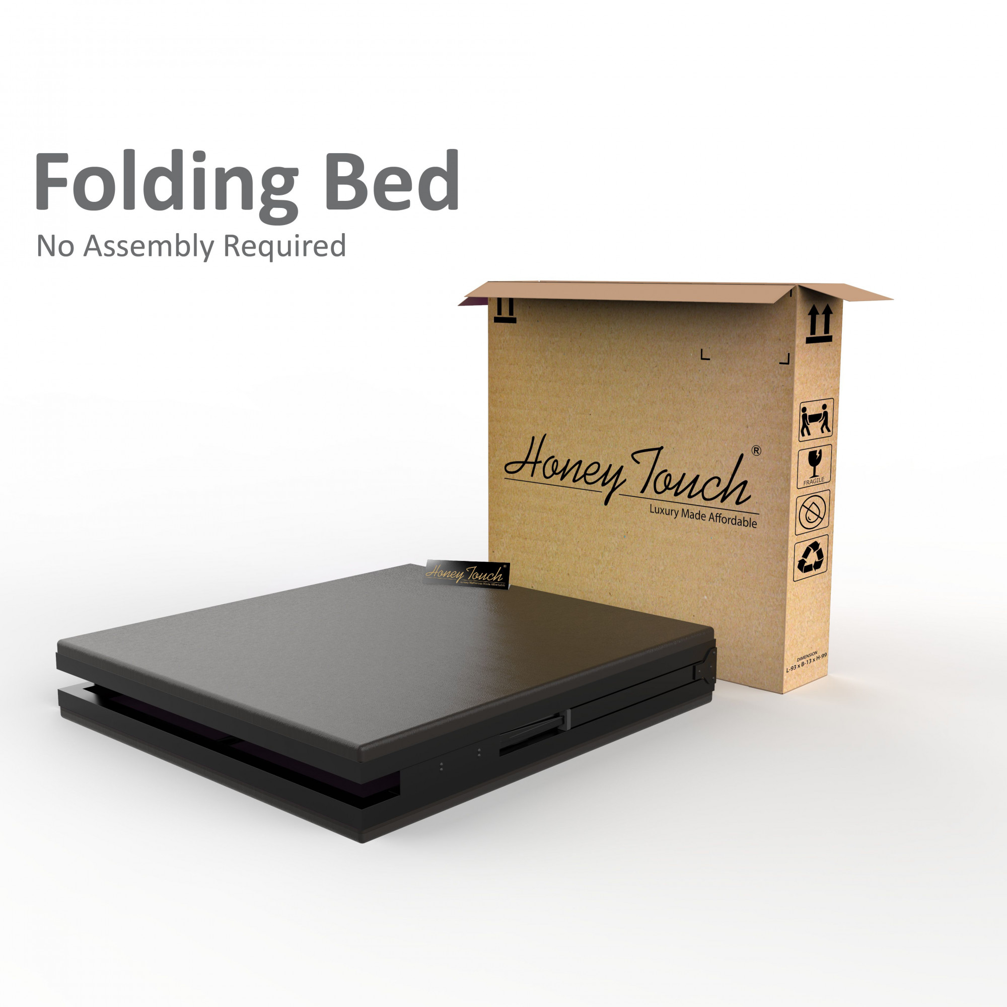 Nexon Metal Folding Single Size Bed With Mattress 25ft X 6ft 3ft X 6ft Black Finish