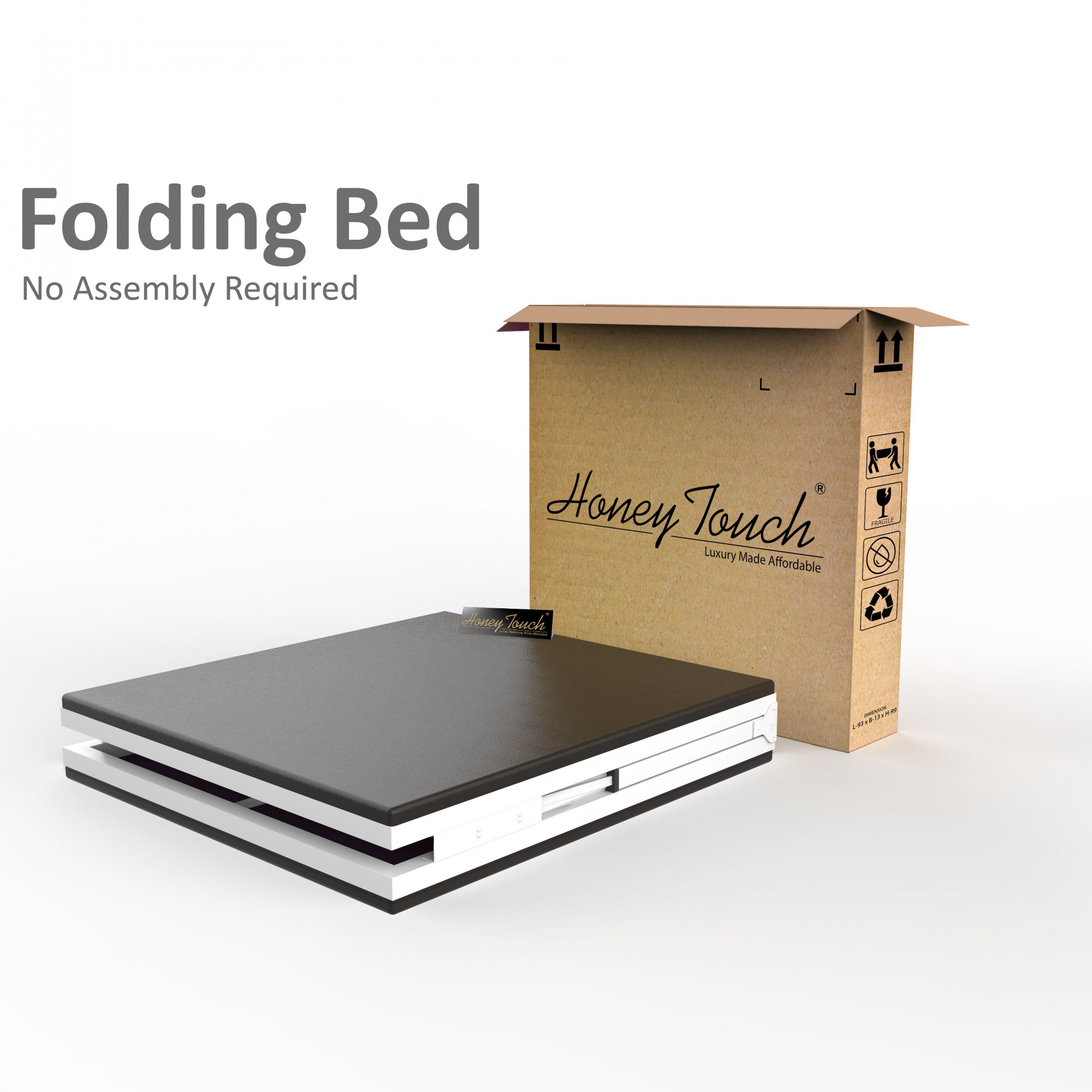 Nexon Metal Folding Single Size Bed With Mattress 25ft X 6ft 3ft X 6ft White Finish