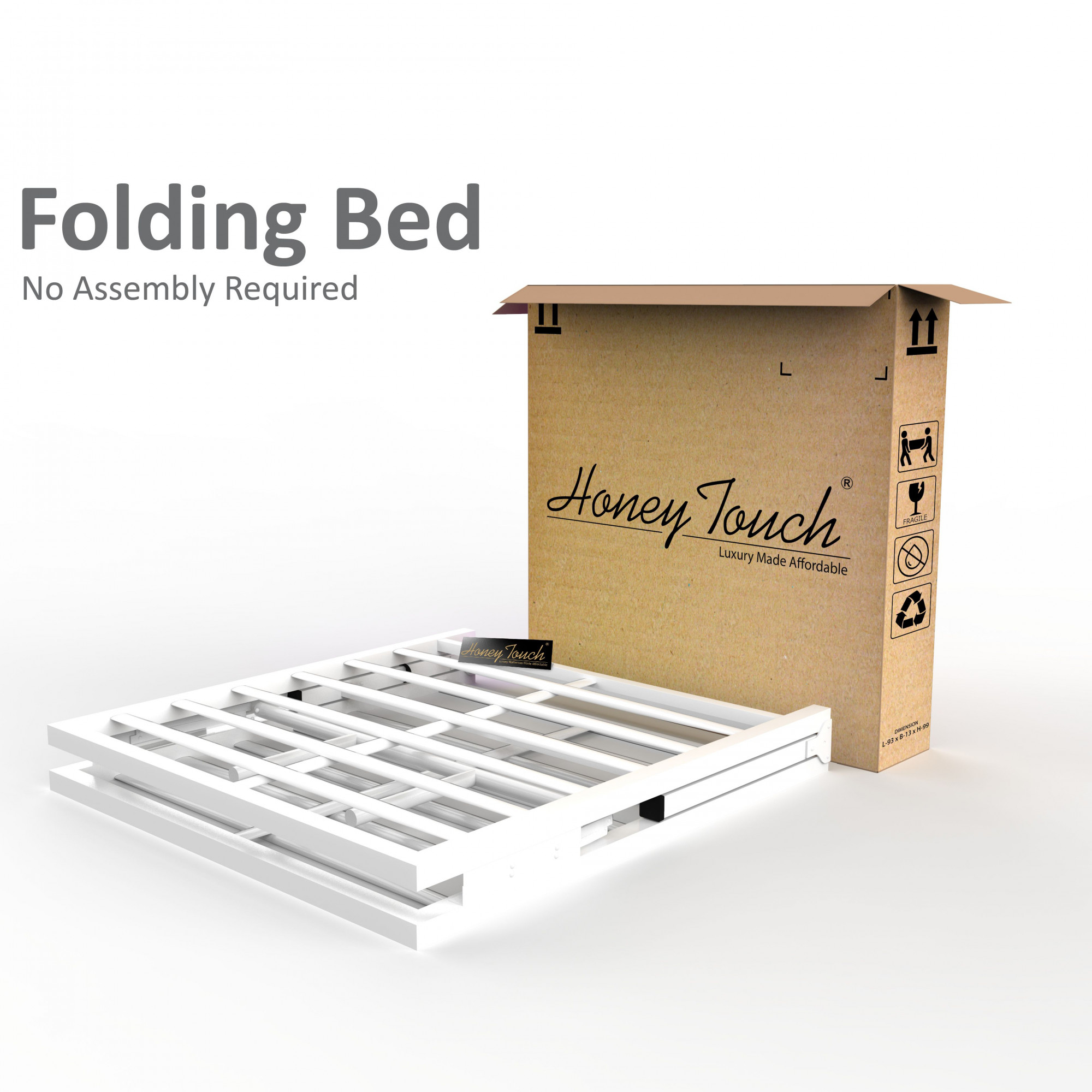 Avon White Metal Single Size Folding Bed 25ft X 6ft 3ft X 6ft 2-Year Warranty