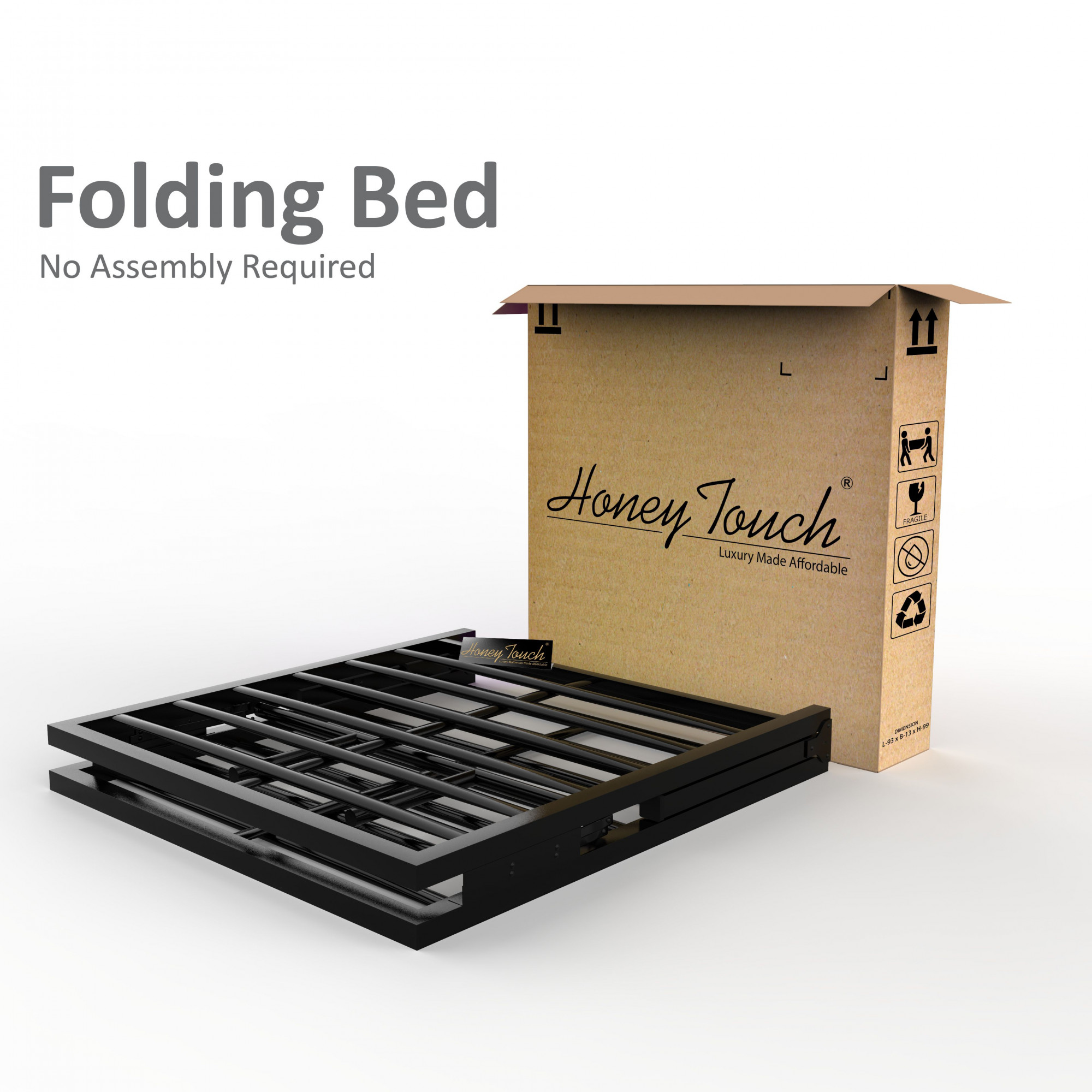 Avon Black Metal Single Size Folding Bed 25ft X 6ft 3ft X 6ft 2-Year Warranty