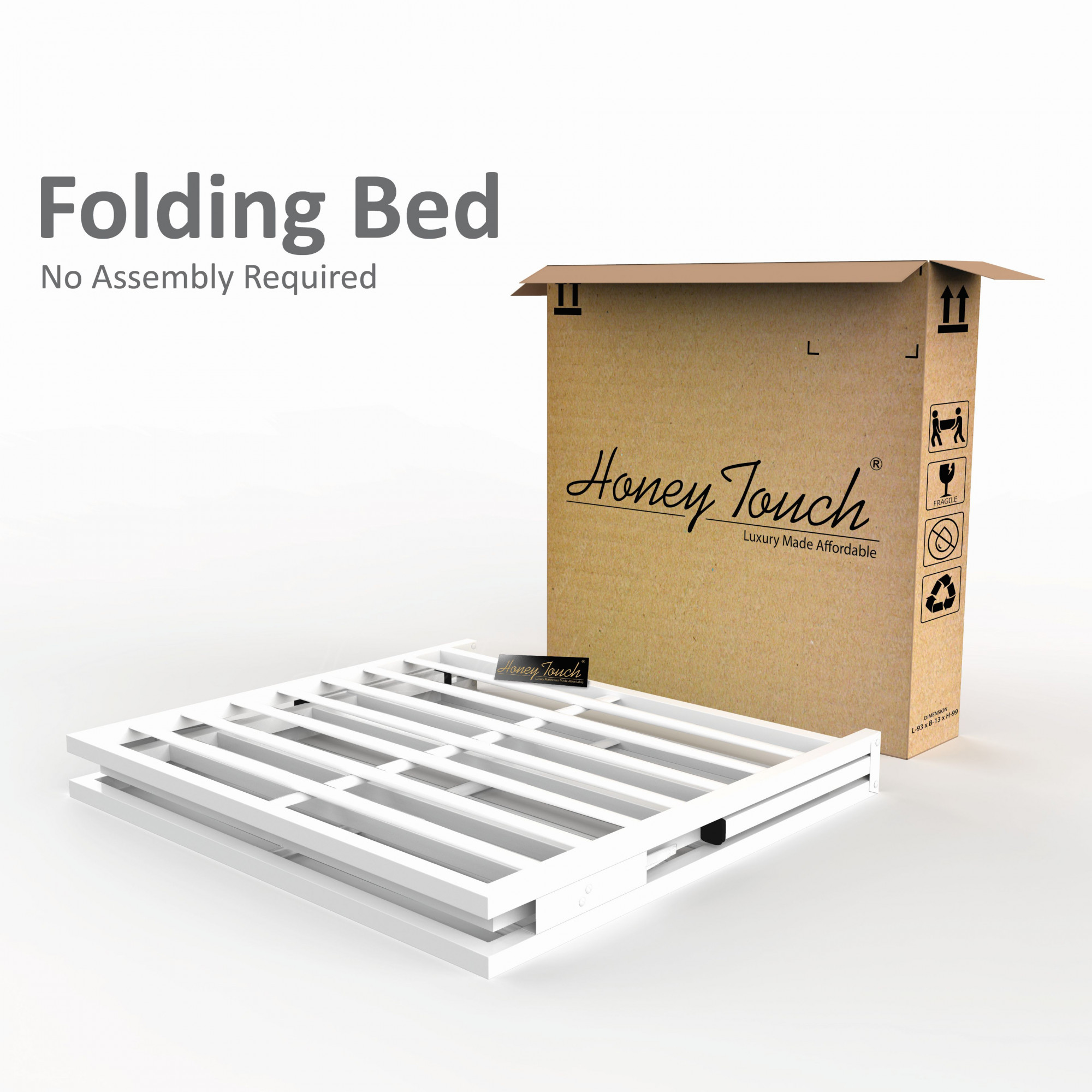 Jasper Metal Single Size Bed White Finish 3ft X 6ft 2 Years Warranty