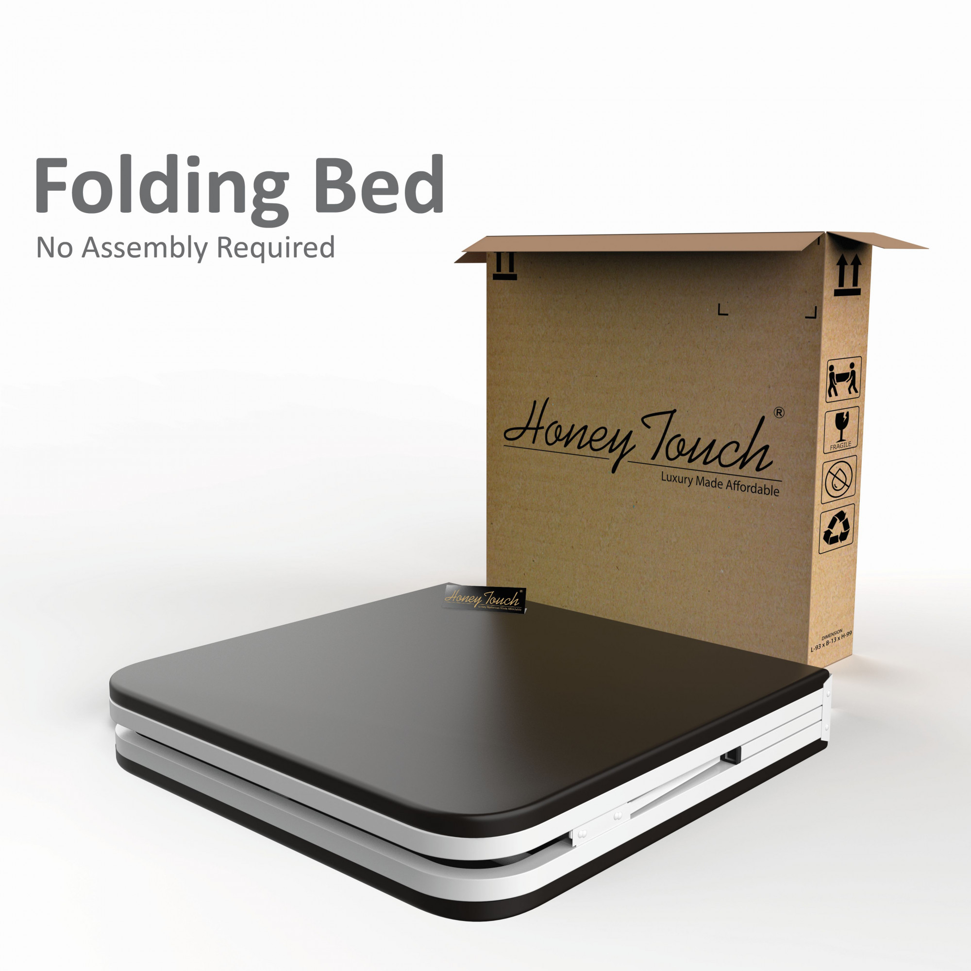 Nova Foldable Single Metal Bed - Glossy White Finish 3ft x 6ft