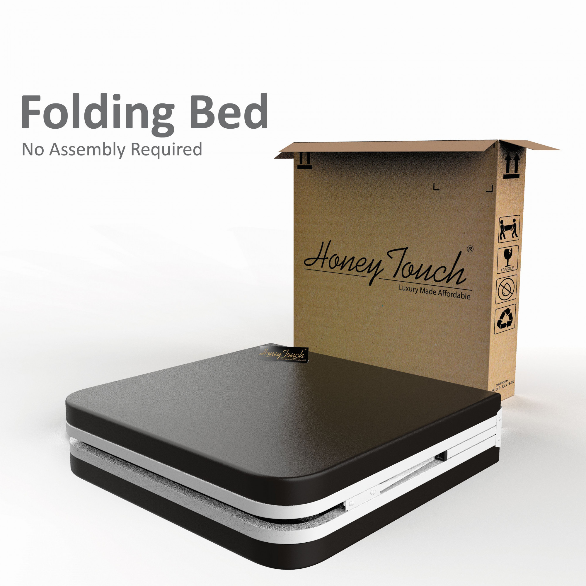 Nova Foldable Single Metal Bed - Glossy White Finish Without Mattress Single Layer Double Layer Triple Layer Foam Mattress