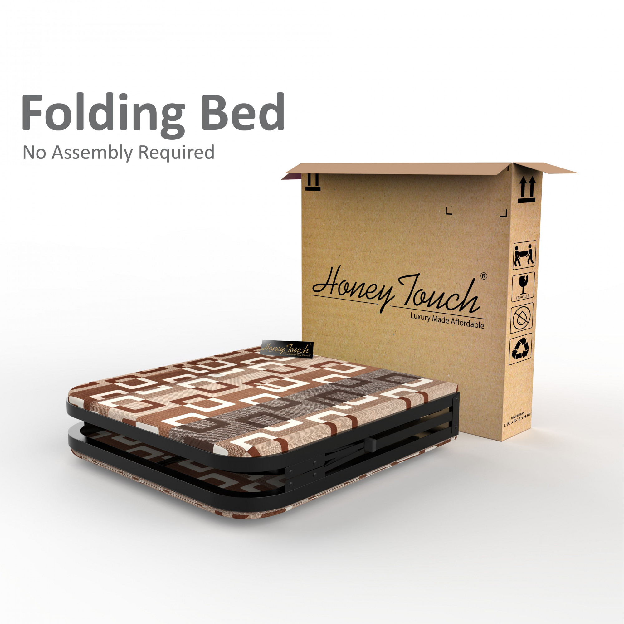 Aura Brown Single Size Metal Bed Single Layer Foam Mattress 3ft X 6ft Black Finish