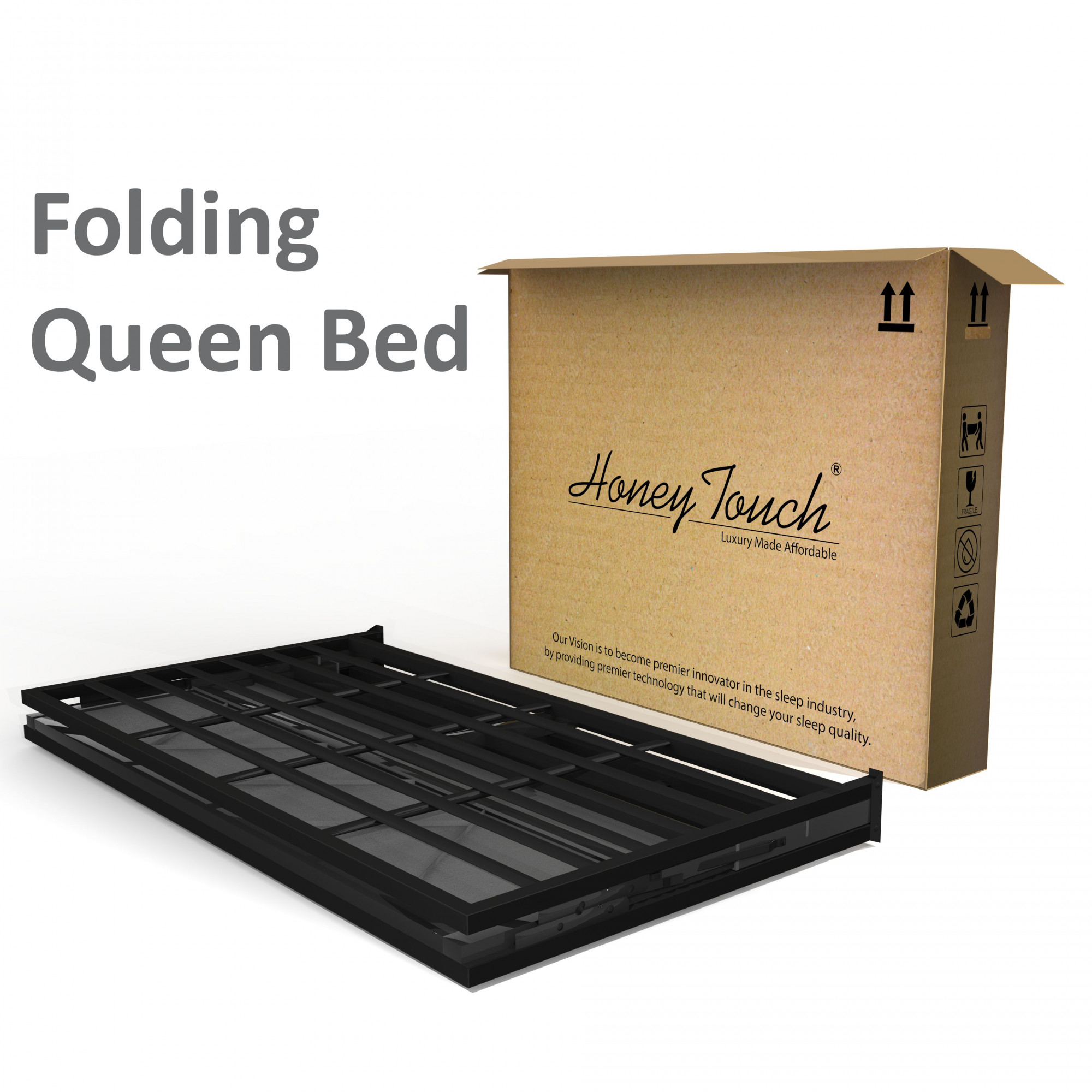 Linea Grey Queen Size Bed Frame Without Mattress  Black Frame  Queen Size 625 Ft x 5 Ft  2 Years Warranty