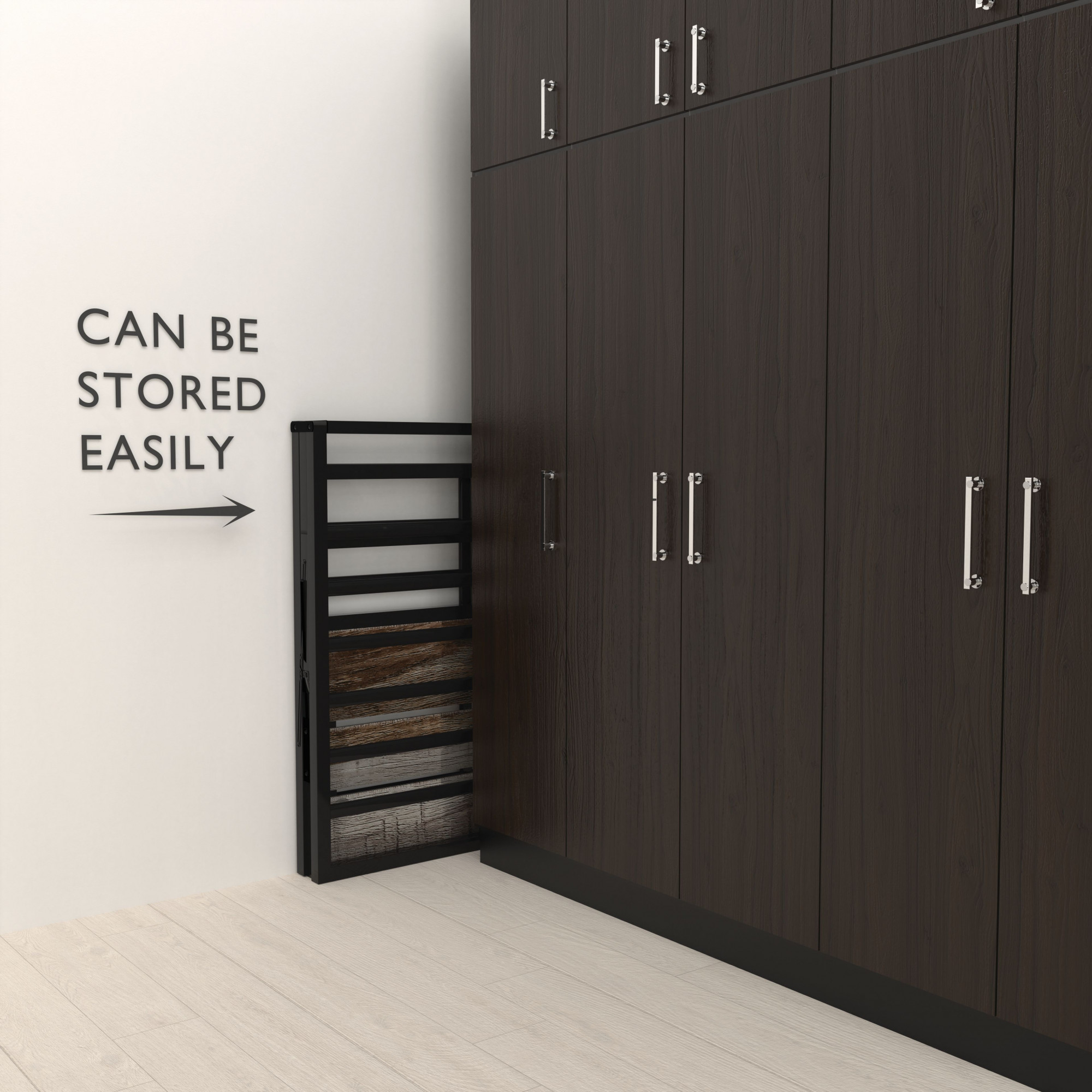 Elvo Wood and Metal Folding Bed Frame Without Mattress  Stone Grain  Queen Size 65 Ft x 5 Ft  2 Years Warranty