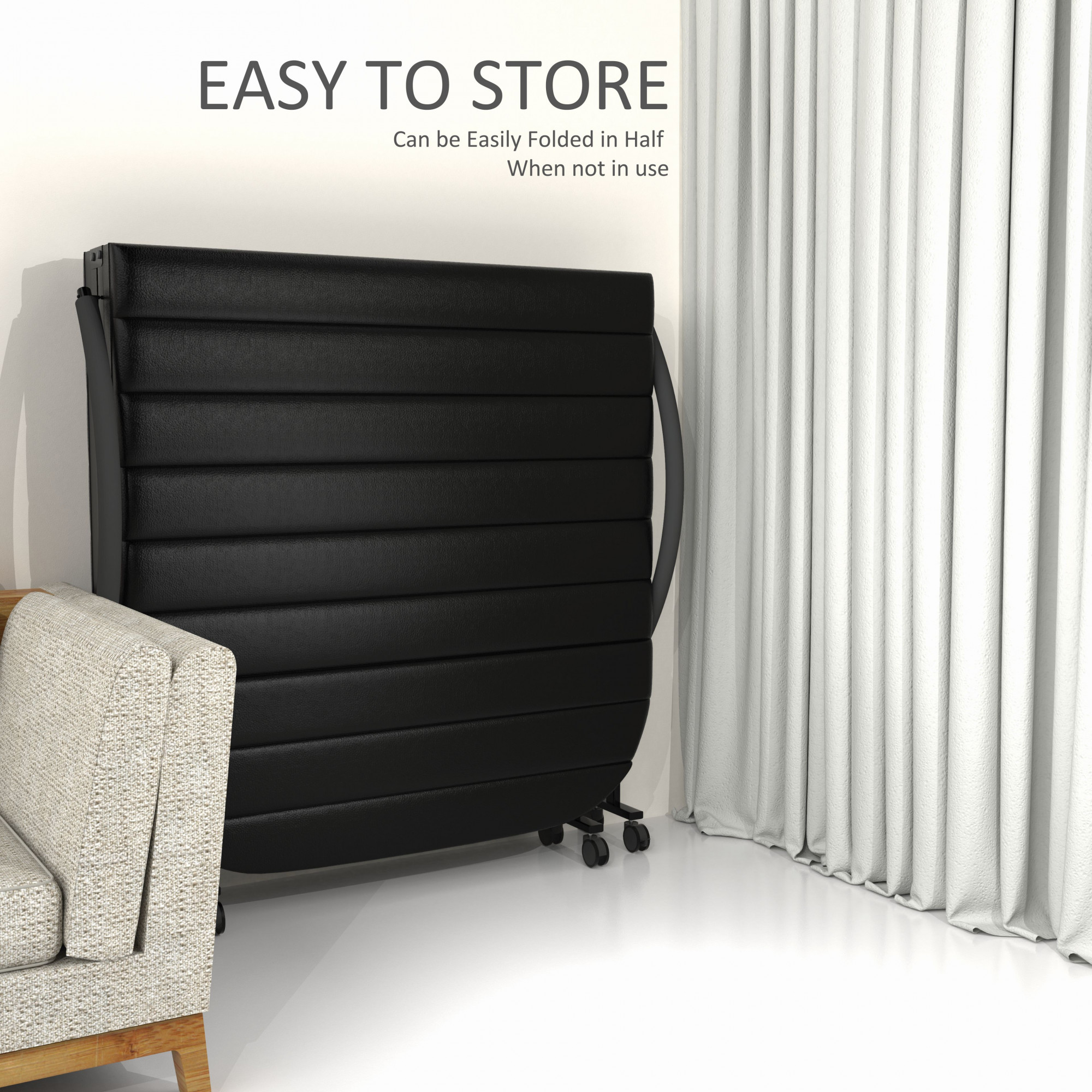 Xyra Rollaway Bed Single Size 3 Ft x 6 Ft Orthopedic Tri Layer Foam Mattress 5 Years Warranty